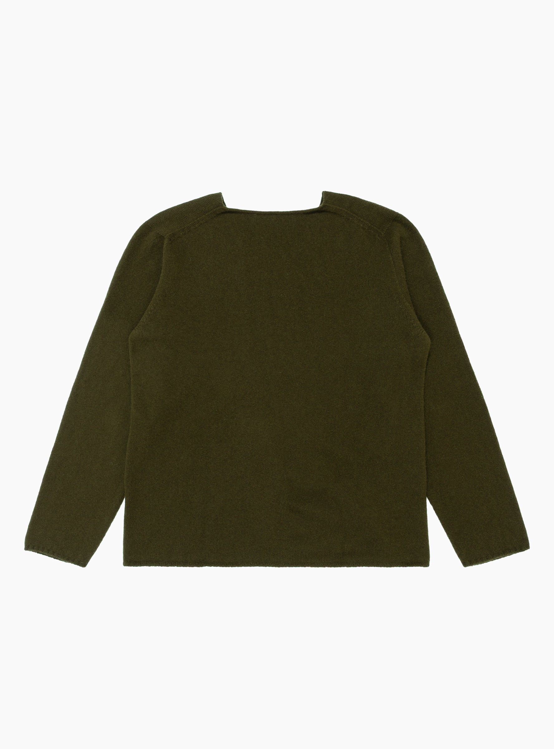 Seamless Lambswool V-Neck Tunic Military Green TDR (Back) at Couverture & The Garbstore