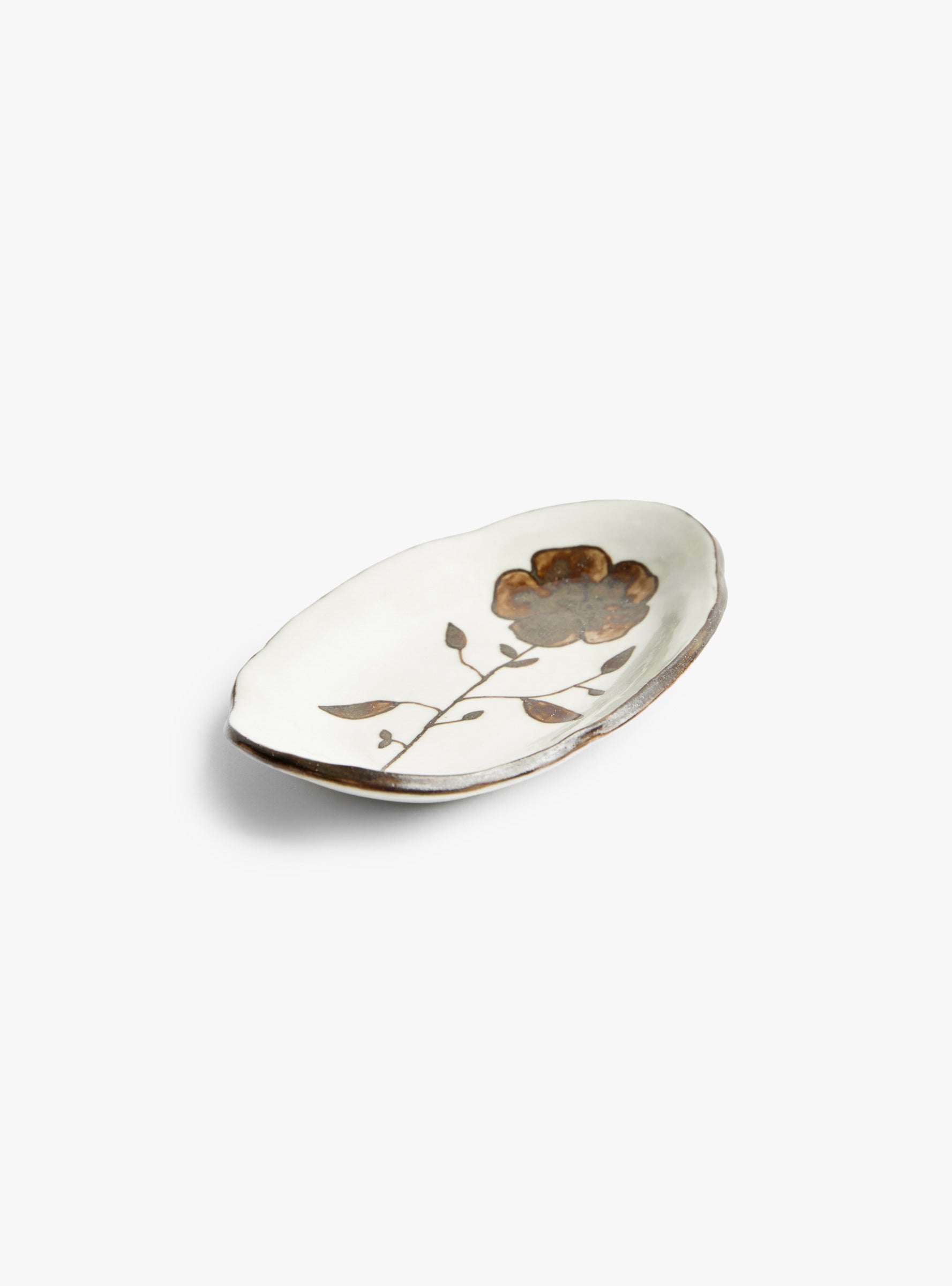 Wild Rose Petit Oval Tray White Stephanie Dawn Matthias (front view) at Couverture & The Garbstore