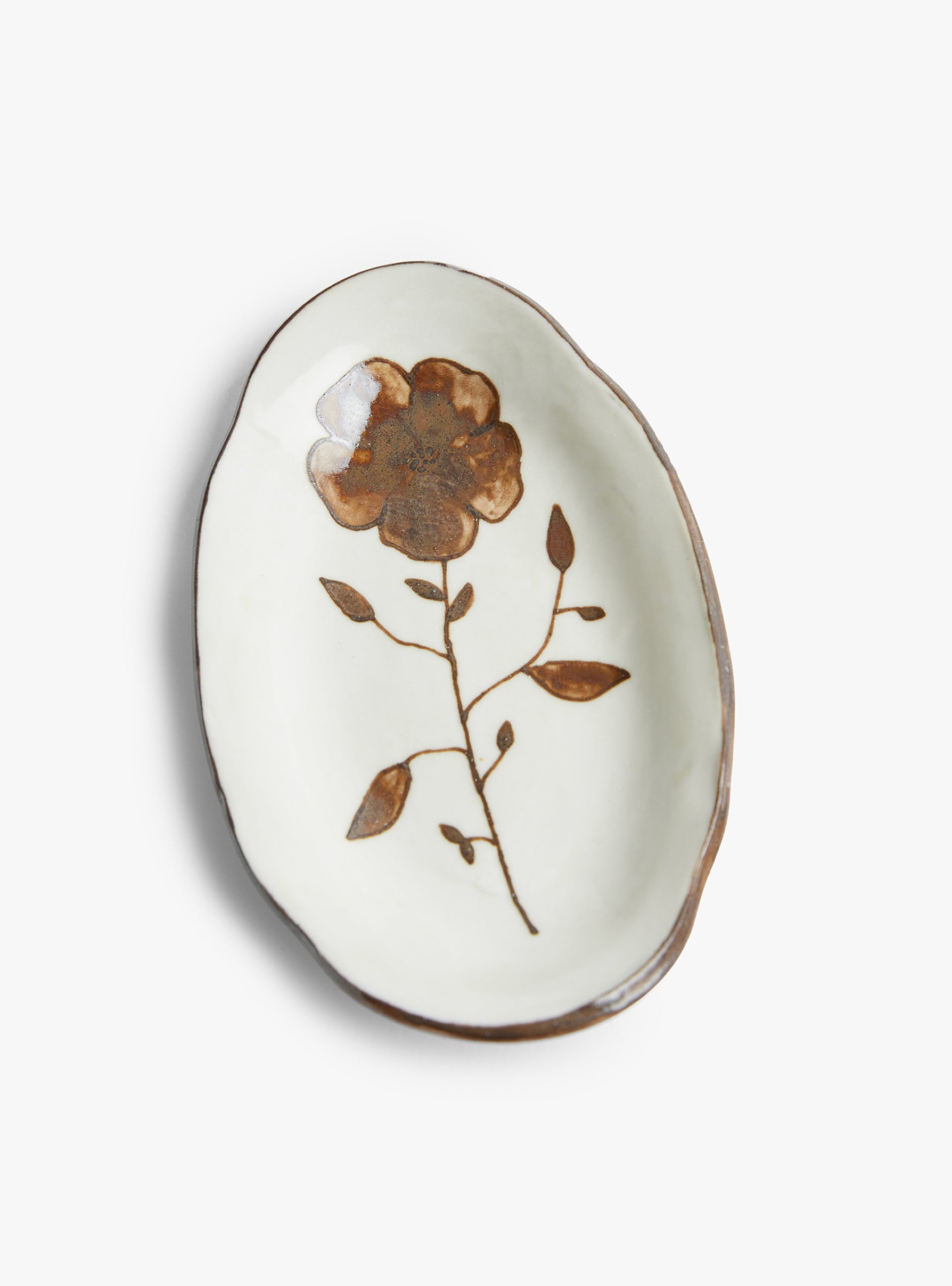 Wild Rose Petit Oval Tray White Stephanie Dawn Matthias (top view) at Couverture & The Garbstore
