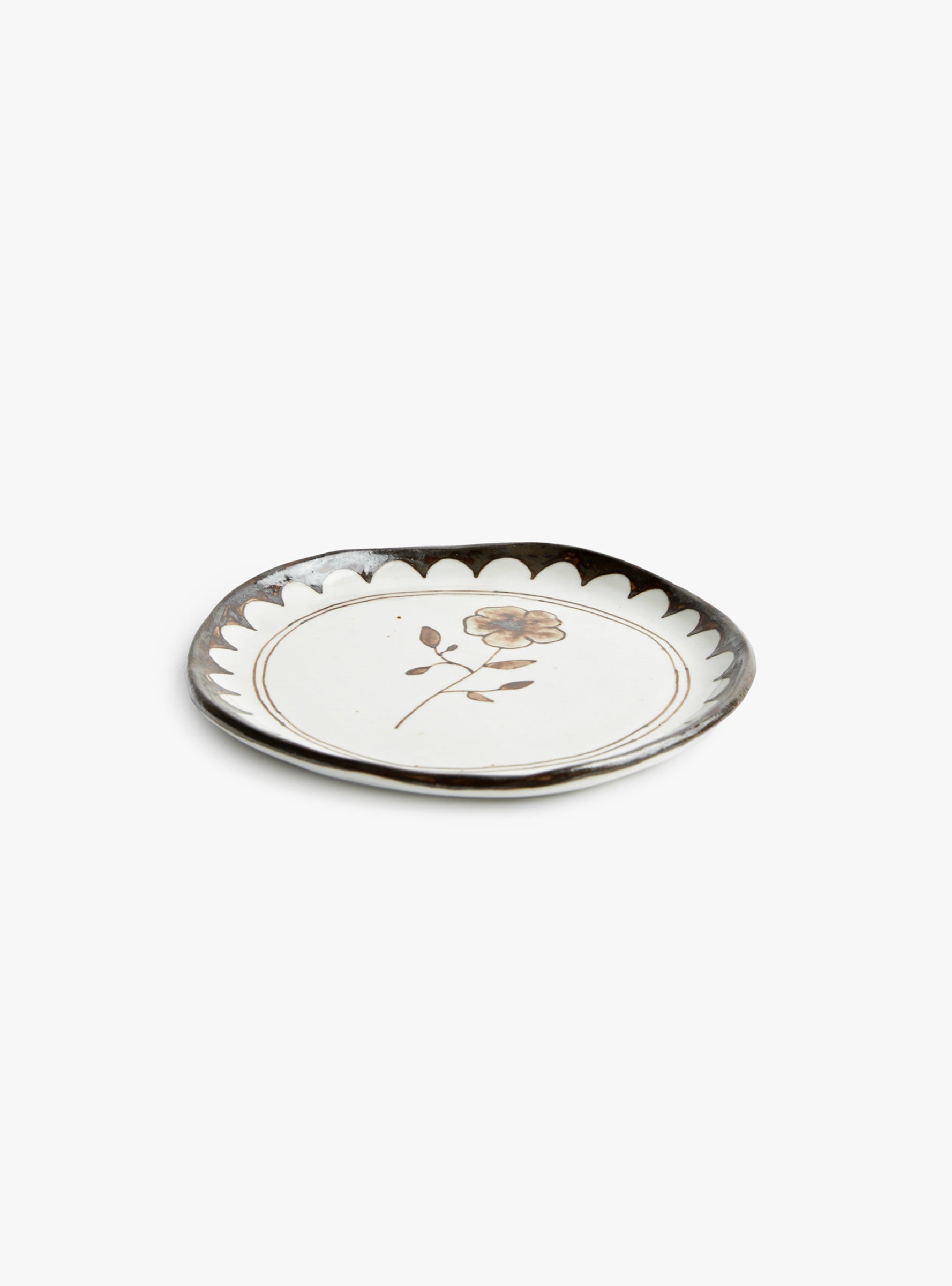 Wild Rose Snack Plate Brown Stephanie Dawn Matthias (front view) at Couverture & The Garbstore