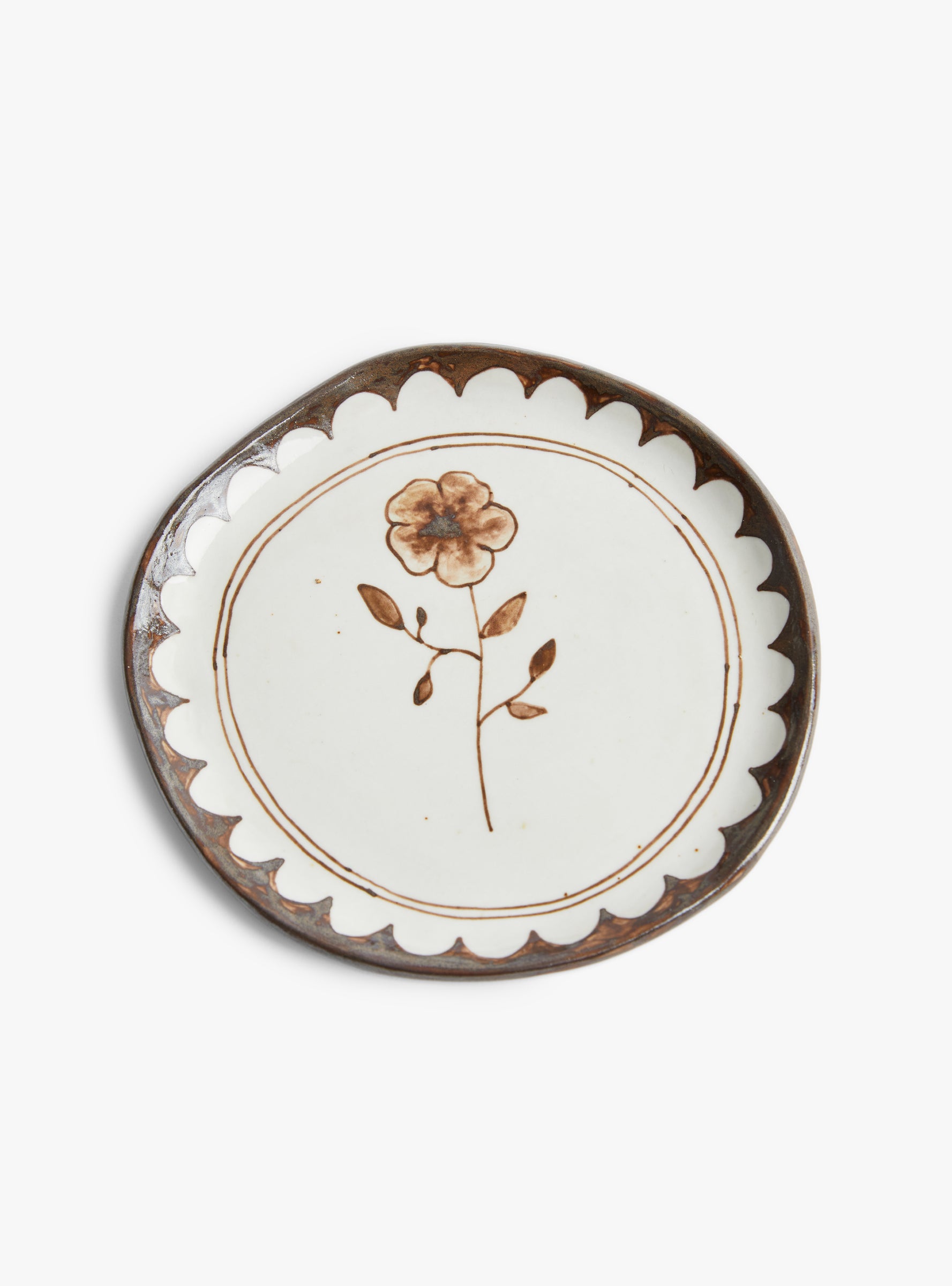 Wild Rose Snack Plate Brown Stephanie Dawn Matthias (top view) at Couverture & The Garbstore