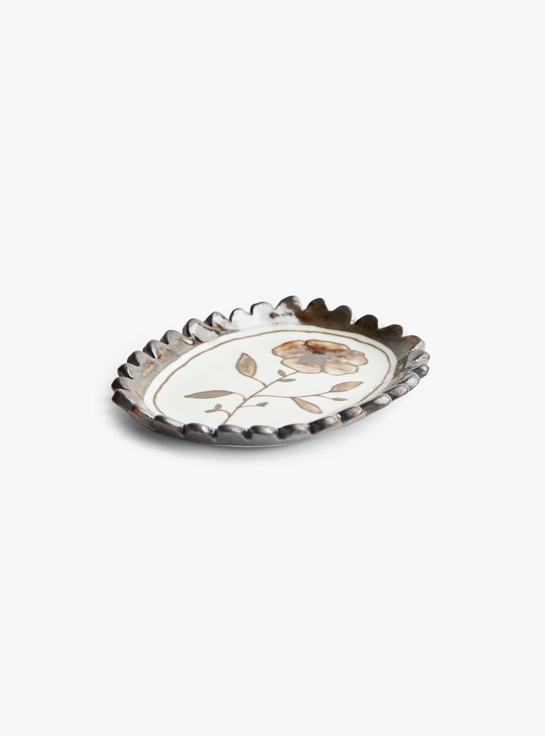 R-Wild Rose Ring Dish Brown Flower Stephanie Dawn Matthias (front view) at Couverture & The Garbstore
