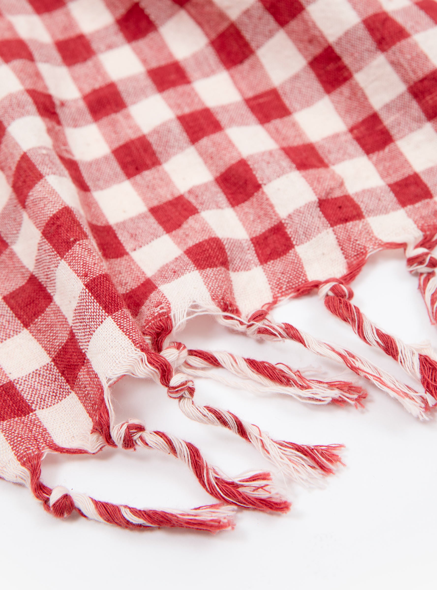 Red Check Tea towel Red AUNTIE (fabric detail) at Couverture & The Garbstore