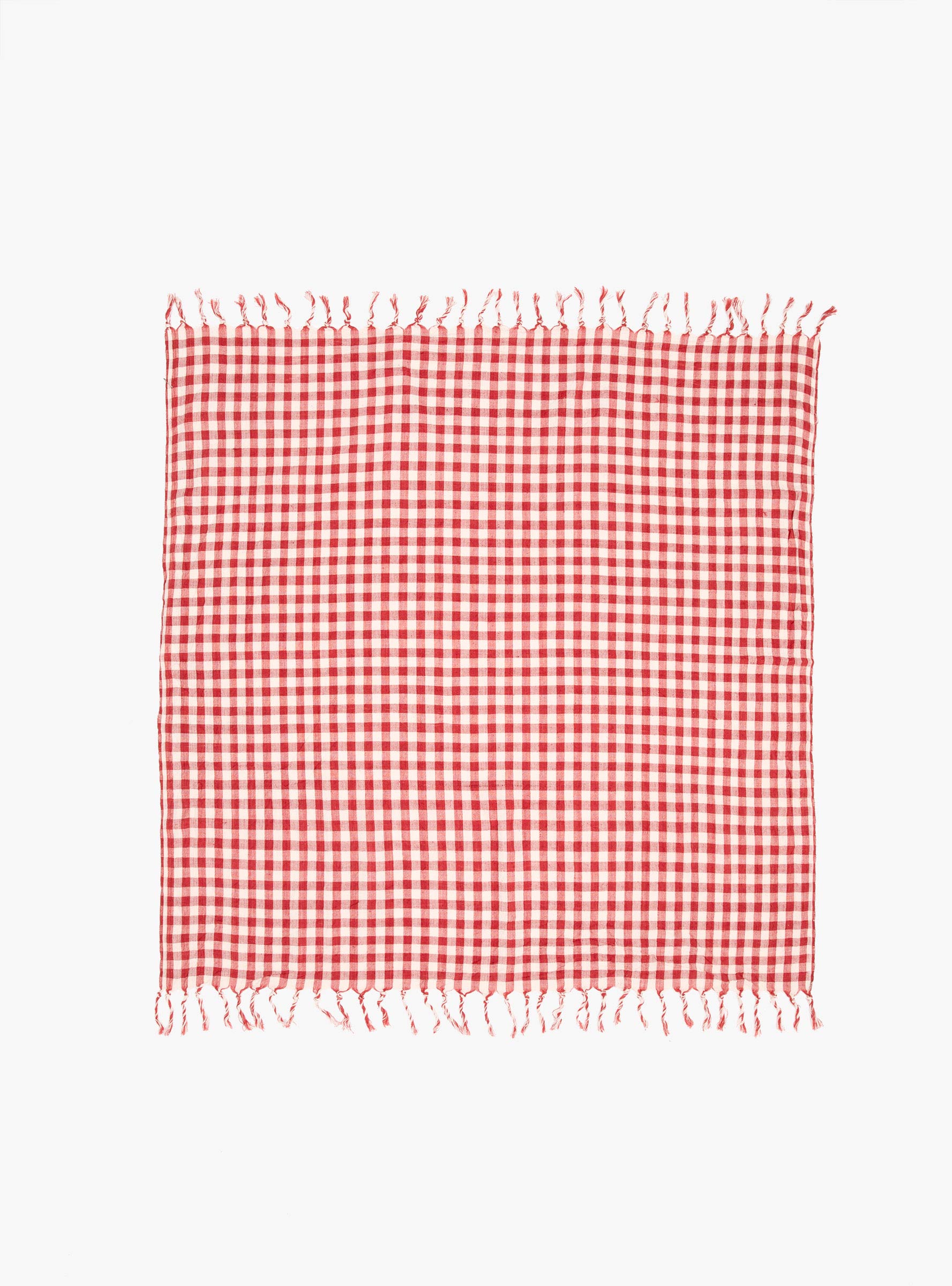 Red Check Tea towel Red AUNTIE (top view) at Couverture & The Garbstore