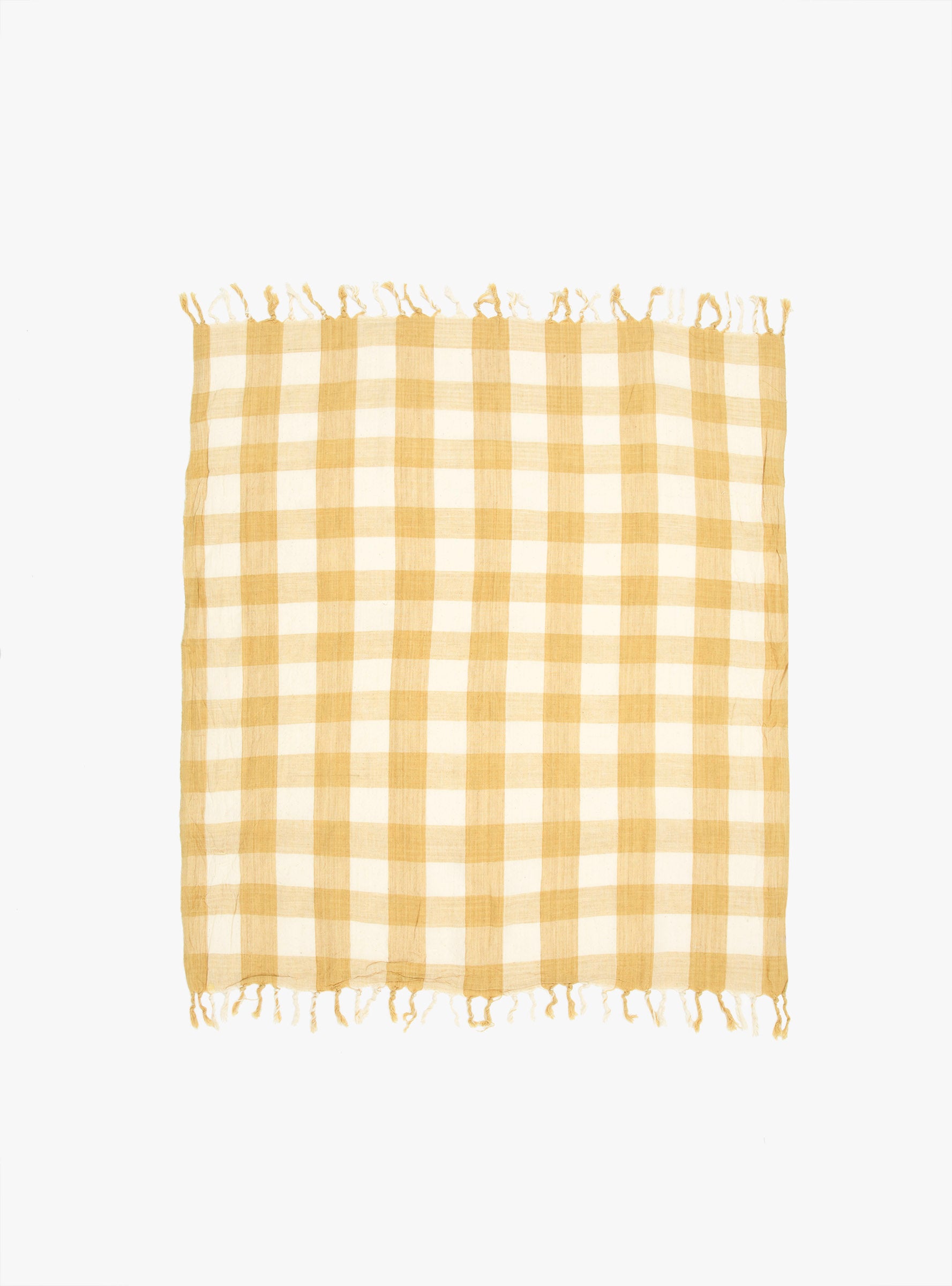 Gold Check Tea towel Gold AUNTIE (top view) at Couverture & The Garbstore