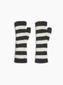 Baby Alpaca Striped Fingerless Gloves Charcoal and White Charcoal and White KARA (Front) at Couverture & The Garbstore