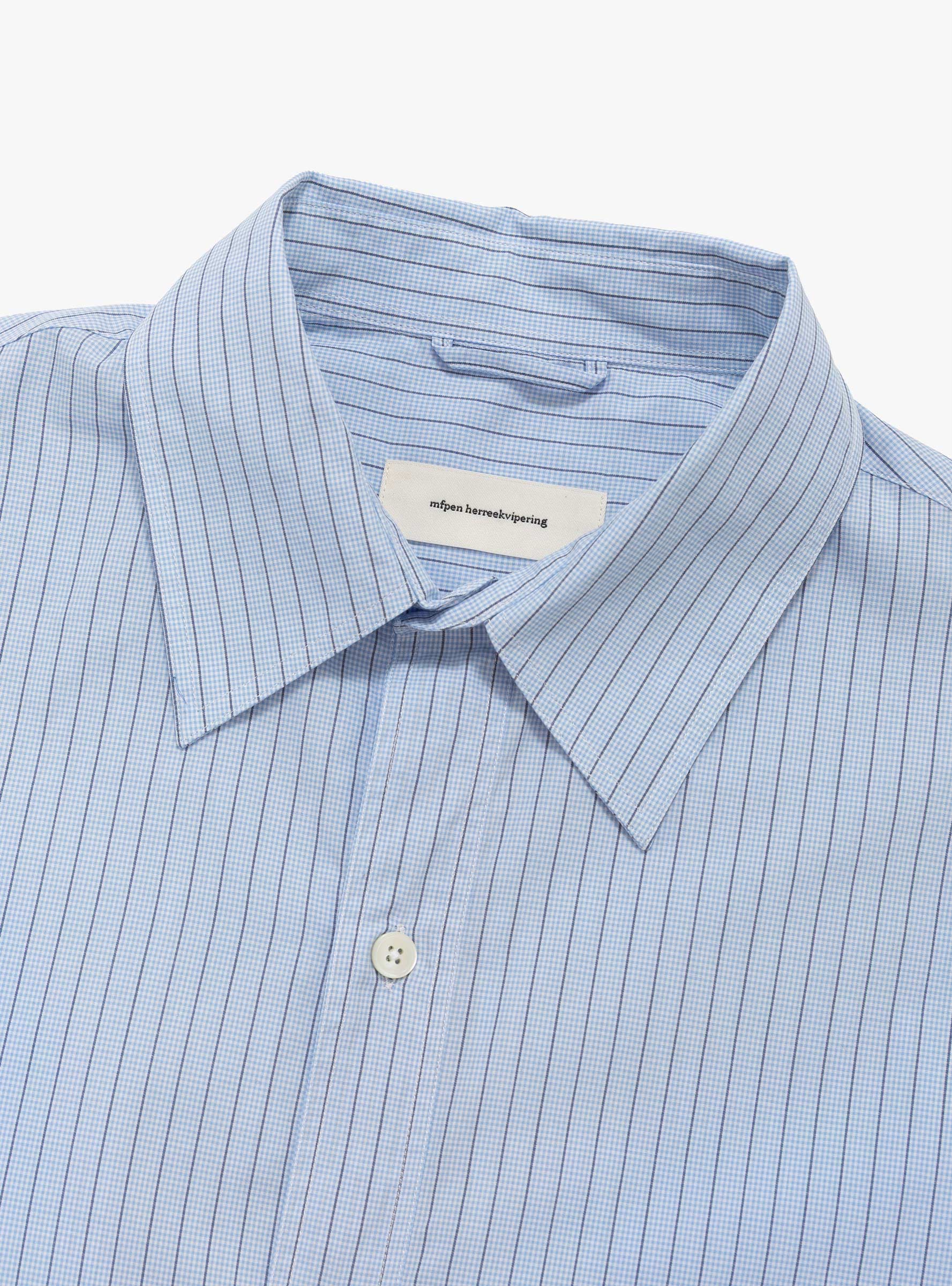 M Essay Shirt Assistant Stripe Assistant Stripe MFPEN (collar detail) at Couverture & The Garbstore
