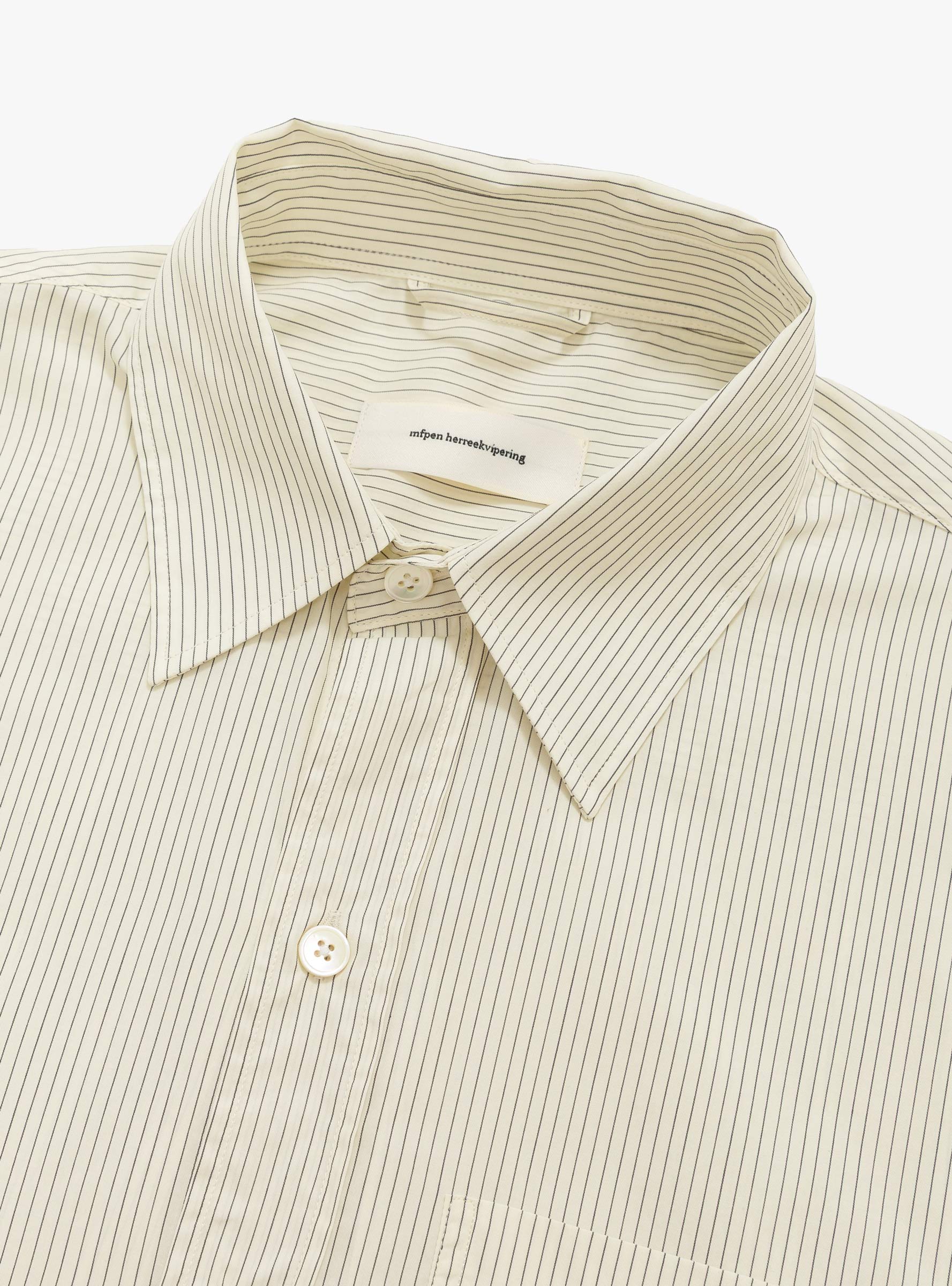 M Executive Shirt Elegant Stripe MFPEN (collar detail) at Couverture & The Garbstore