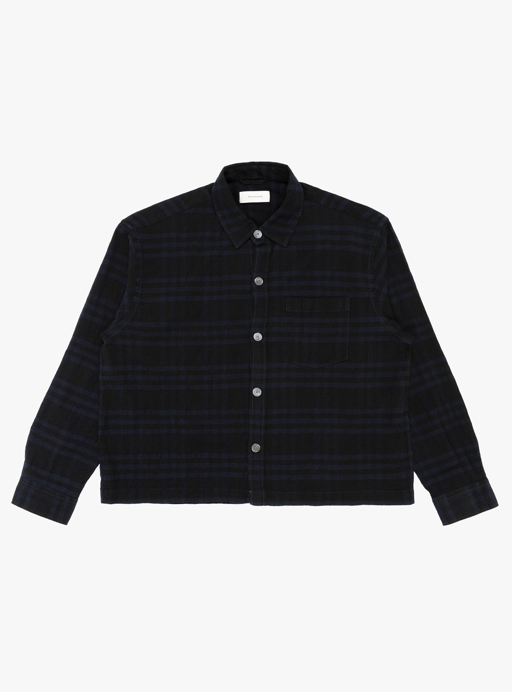 Priority Shirt Boiled Black Check MFPEN (front) at Couverture & The Garbstore