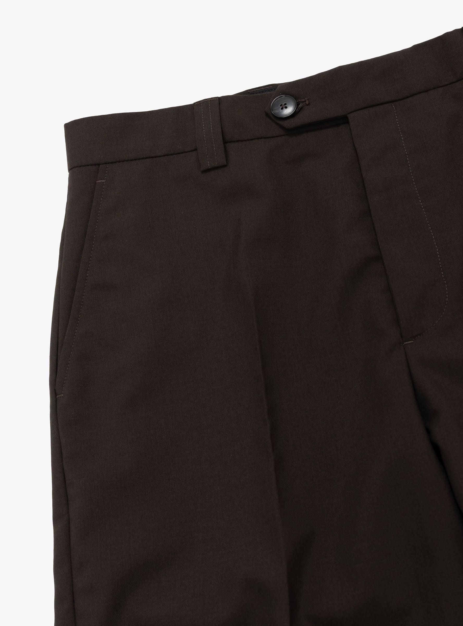 M Prom Trousers Dark Brown MFPEN (waist detail) at Couverture & The Garbstore