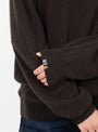 No-397-Bis-Jumper-Dark-Brown-Dark-Brown-Extreme-Cashmere_Model_Close_Up at Couverture & The Garbstore