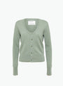 No-511-Dorothea-Cardigan-Hemlock-Hemlock-Extreme-Cashmere-(Front) at Couverture & The Garbstore