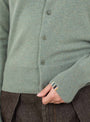 No-511-Dorothea-Cardigan-Hemlock-Hemlock-Extreme-Cashmere_Model_Close_Up at Couverture & The Garbstore