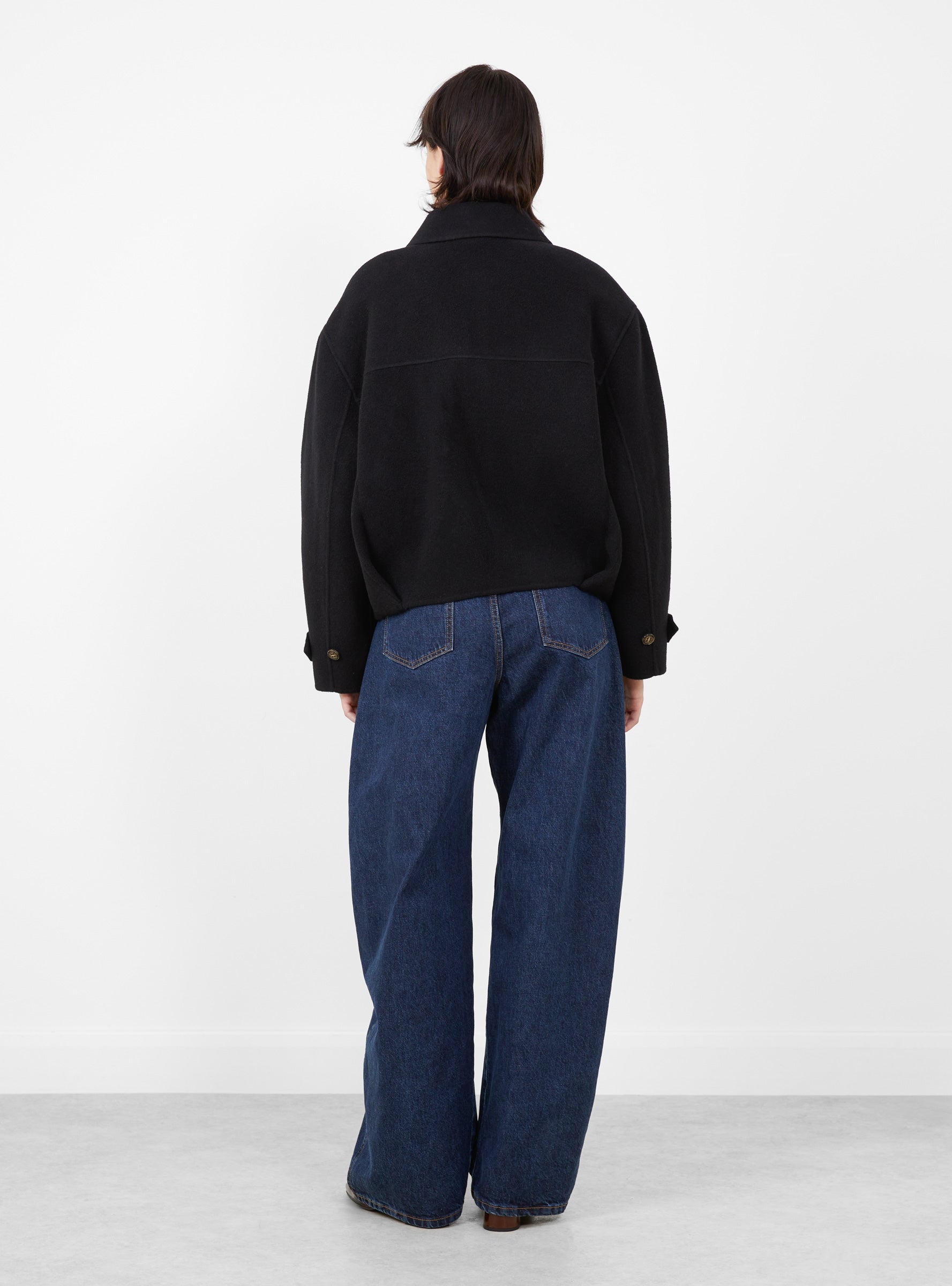 Relaxed Wool Jacket Black Black Sefr (model back) at Couverture & The Garbstore