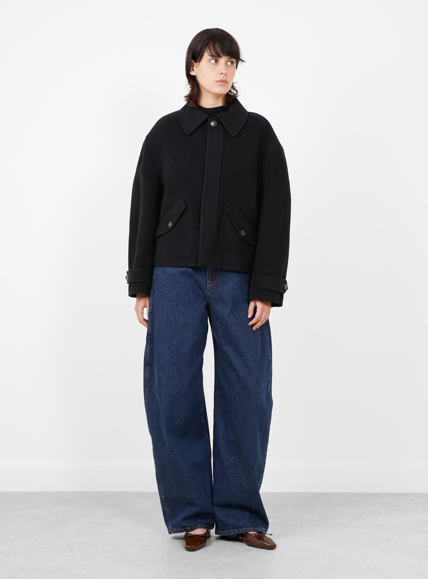 Relaxed Wool Jacket Black Black Sefr (model front) at Couverture & The Garbstore