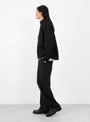 Cinch Trouser Serge Black WANZE (model side) at Couverture & The Garbstore