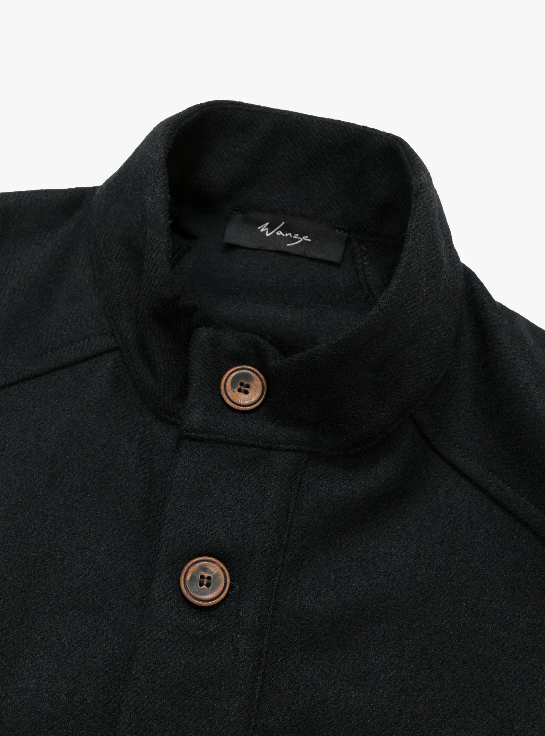 Work Smock Serge Black WANZE (collar detail) at Couverture & The Garbstore