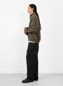 Track Jacket Plaid Taupe WANZE (model side) at Couverture & The Garbstore