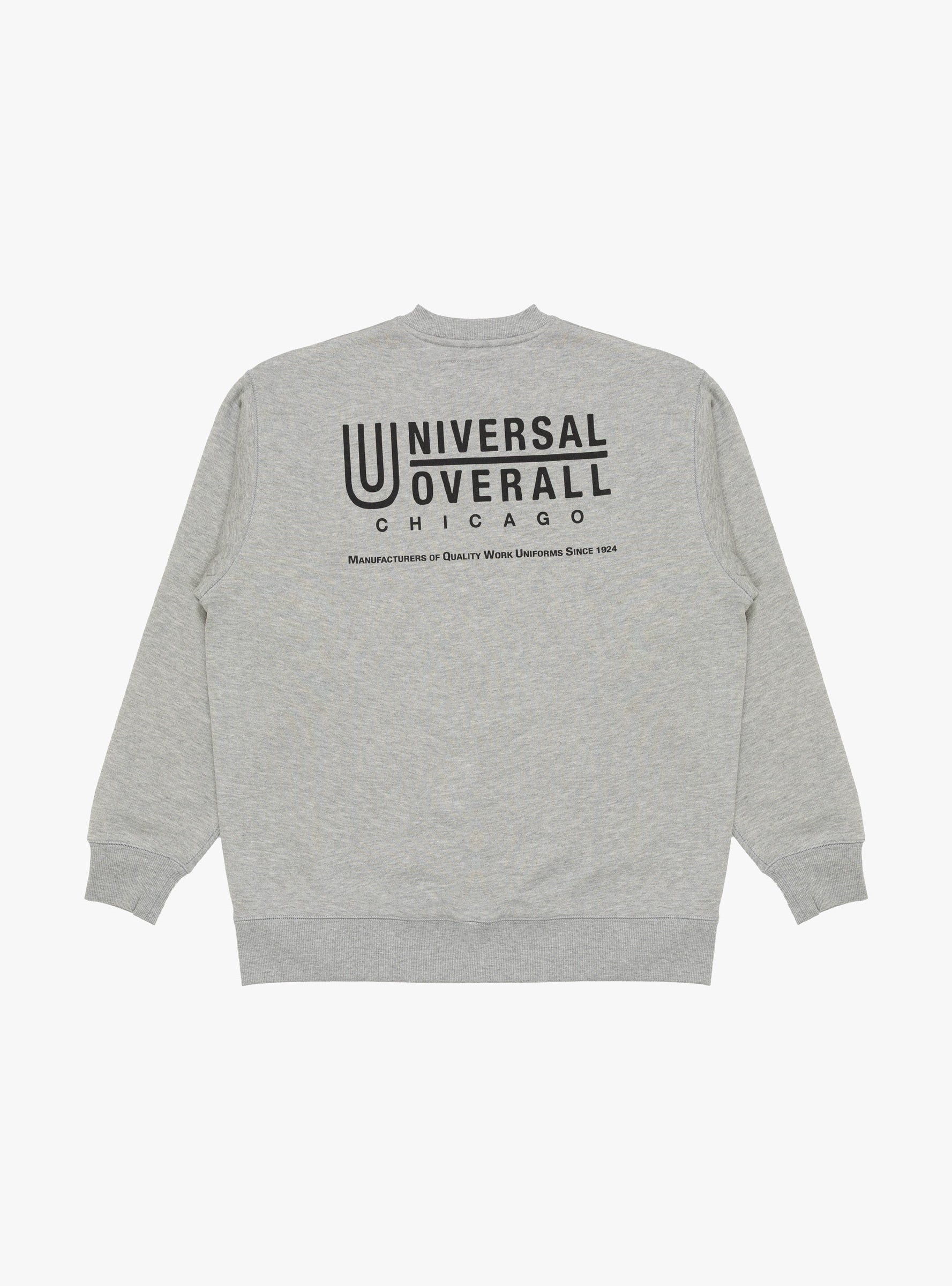 UO Back Logo Sweat Heather Grey UNIVERSAL OVERALL (back) at Couverture & The Garbstore