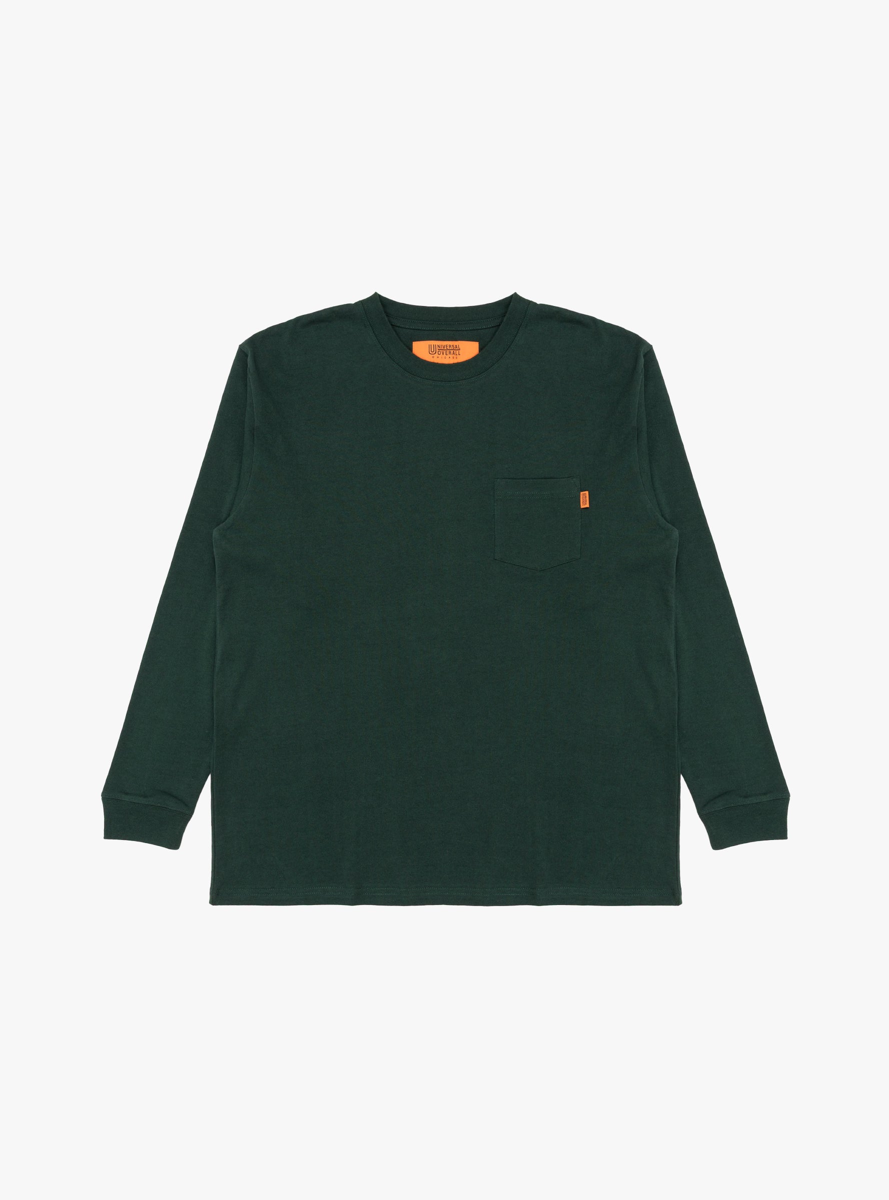 UO Back Logo LS Tee Green UNIVERSAL OVERALL (front) at Couverture & The Garbstore