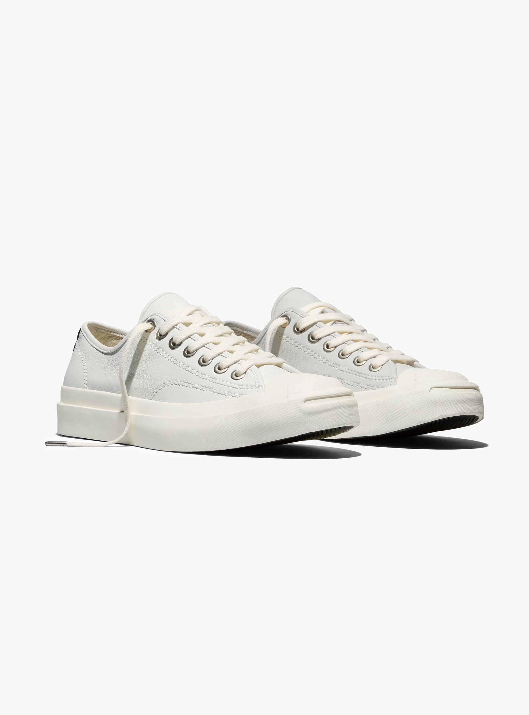 Jack Purcell First String White, Marshmallow & Black CONVERSE (Three-quarter Front View) at Couverture & The Garbstore