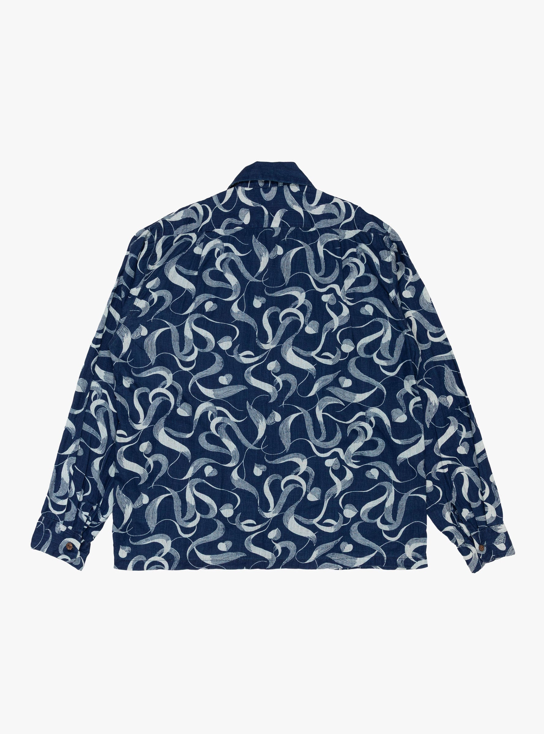 Okura Camp Collar LS Shirt Indigo KAPITAL (back) at Couverture & The Garbstore