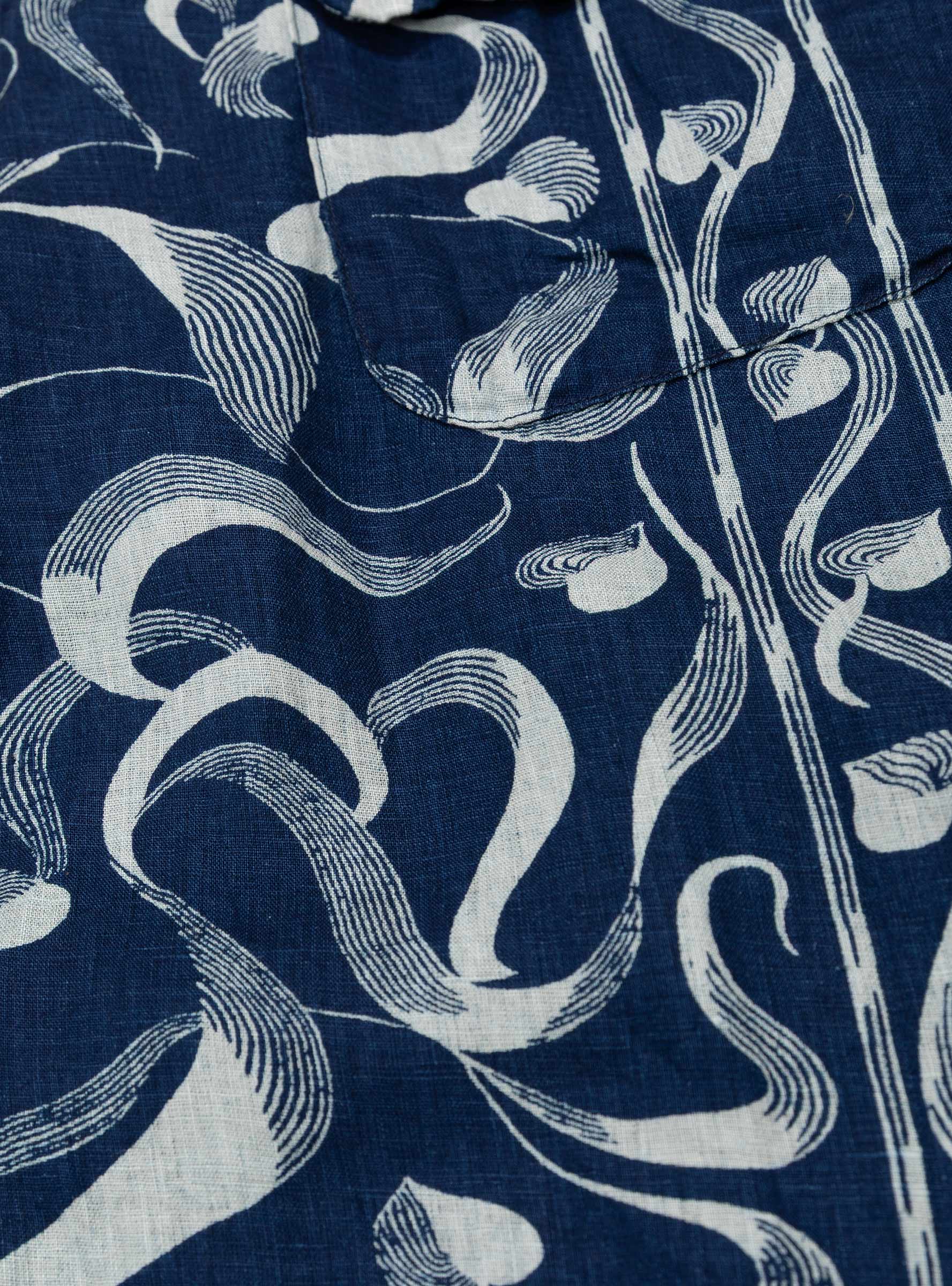 Okura Camp Collar LS Shirt Indigo KAPITAL (print detail) at Couverture & The Garbstore