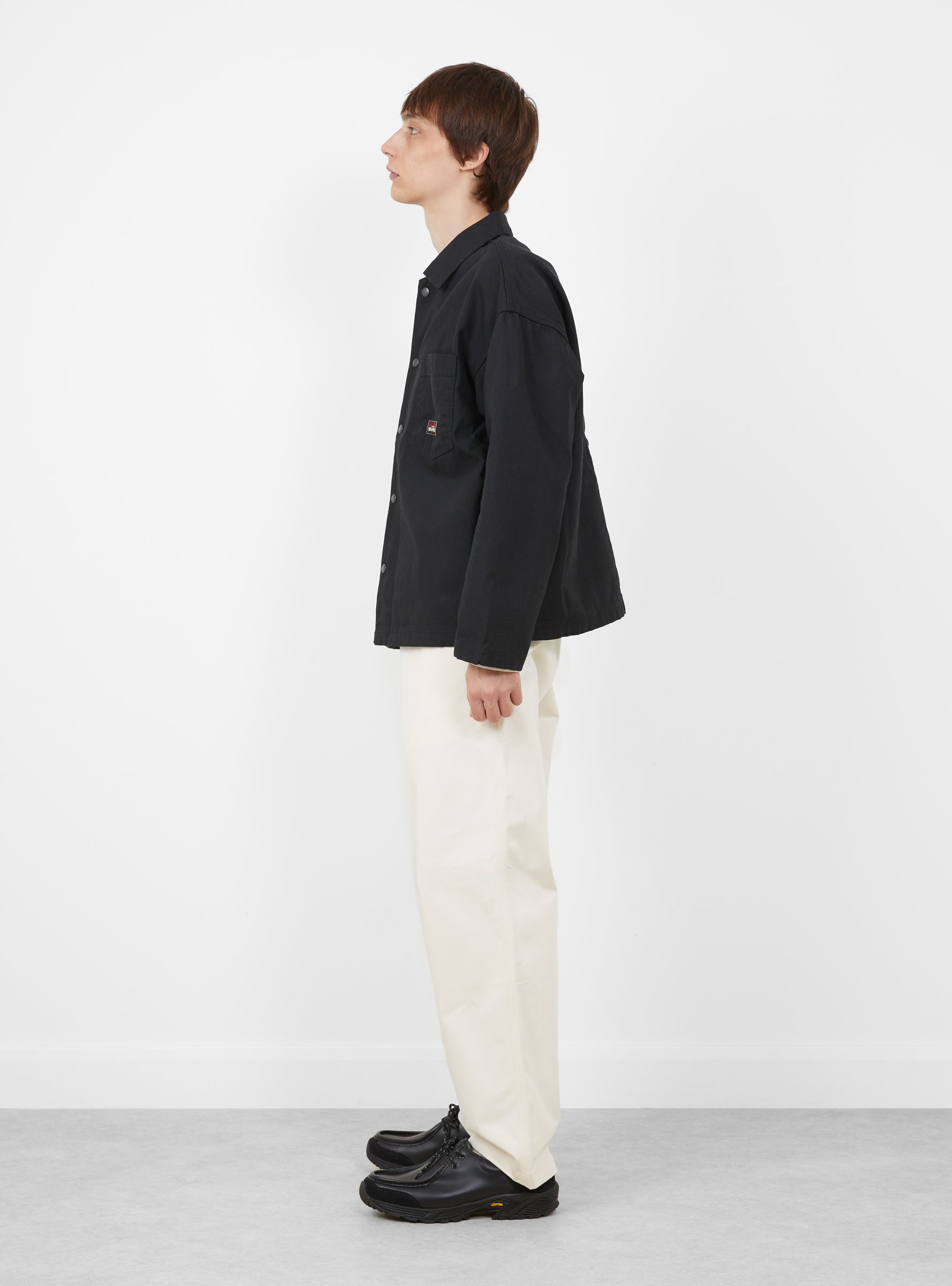 Canvas Work Overshirt Black Stussy (model side) at Couverture & The Garbstore
