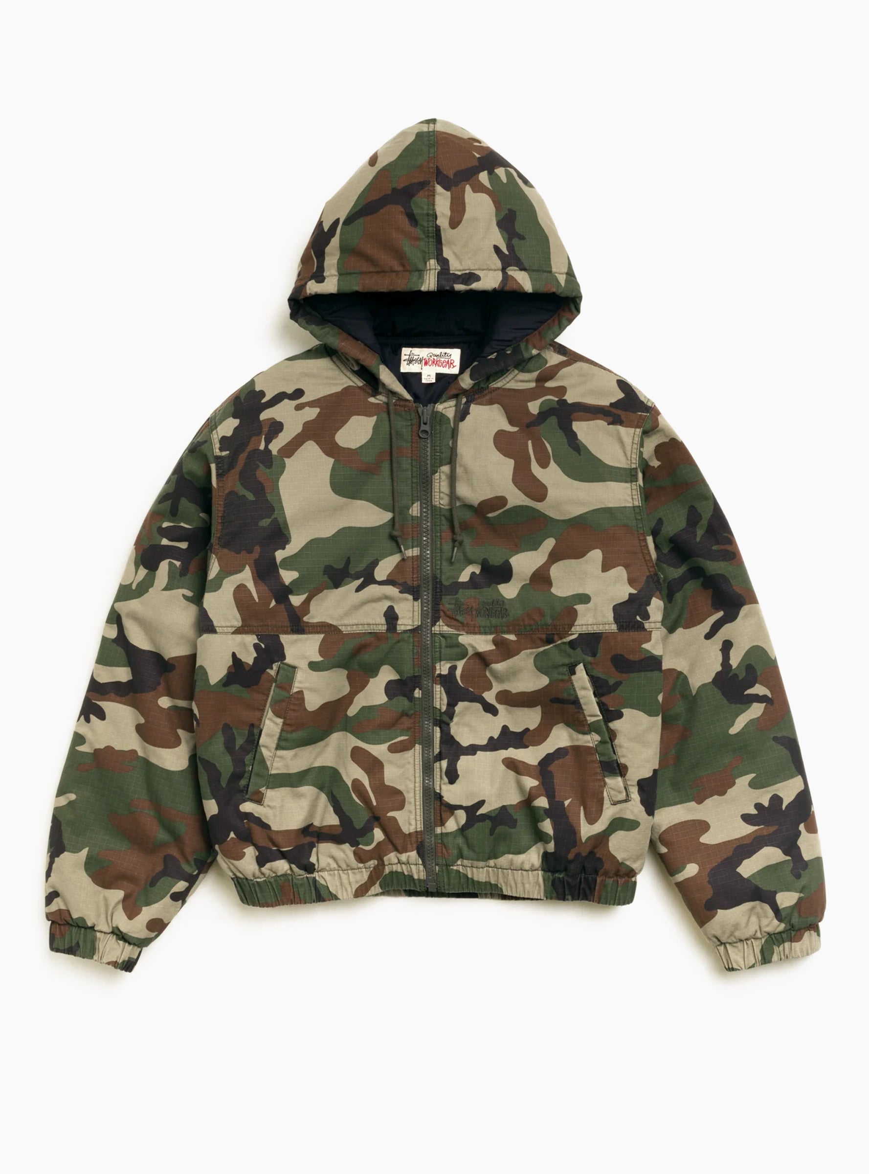 Work Jacket Ripstop Woodland Camo Stussy (Front) at Couverture & The Garbstore