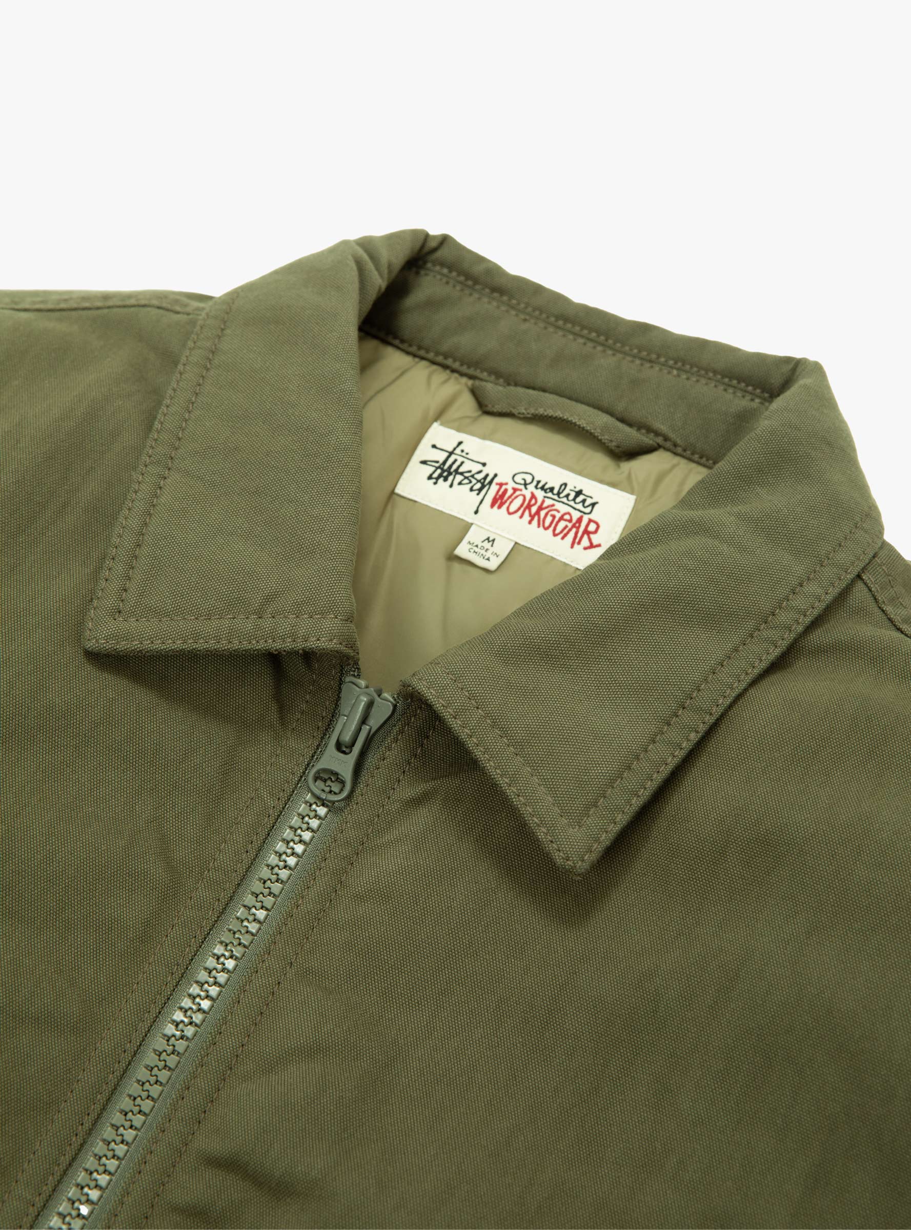 Nyco Collared Work Jacket Green Stussy (collar detail) at Couverture & The Garbstore