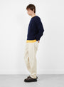 Waffle Cashmere Sweater Deep Navy Stussy (model side) at Couverture & The Garbstore