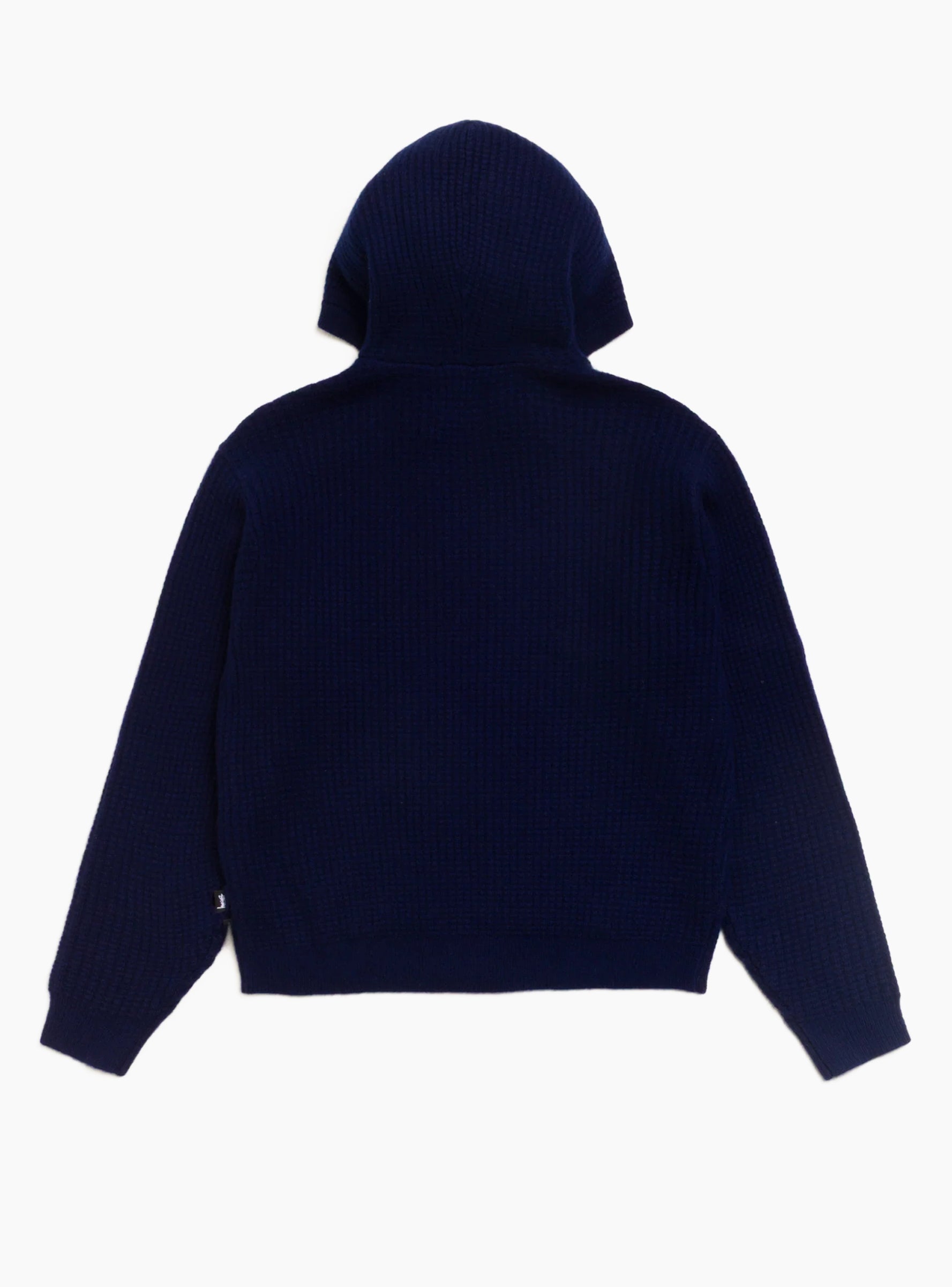 Waffle Cashmere Zip Hoodie Deep Navy Stussy (Back) at Couverture & The Garbstore