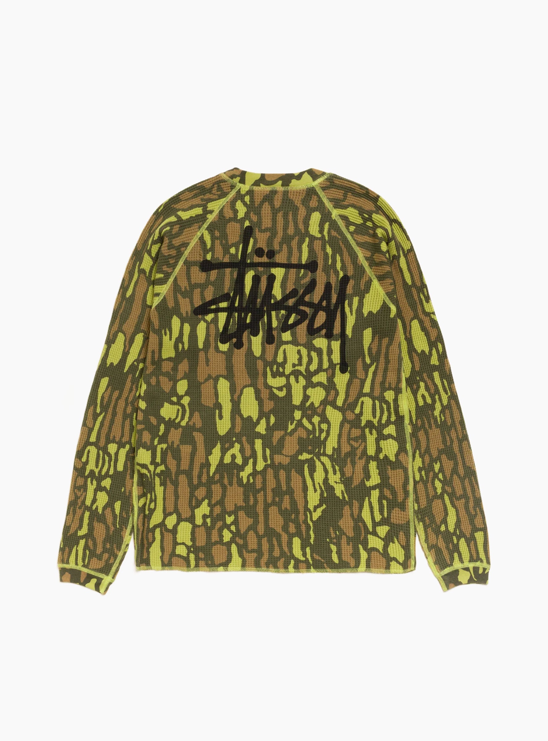Raglan Thermal Basic Stock Tree Bark Camo Stussy (Back) at Couverture & The Garbstore