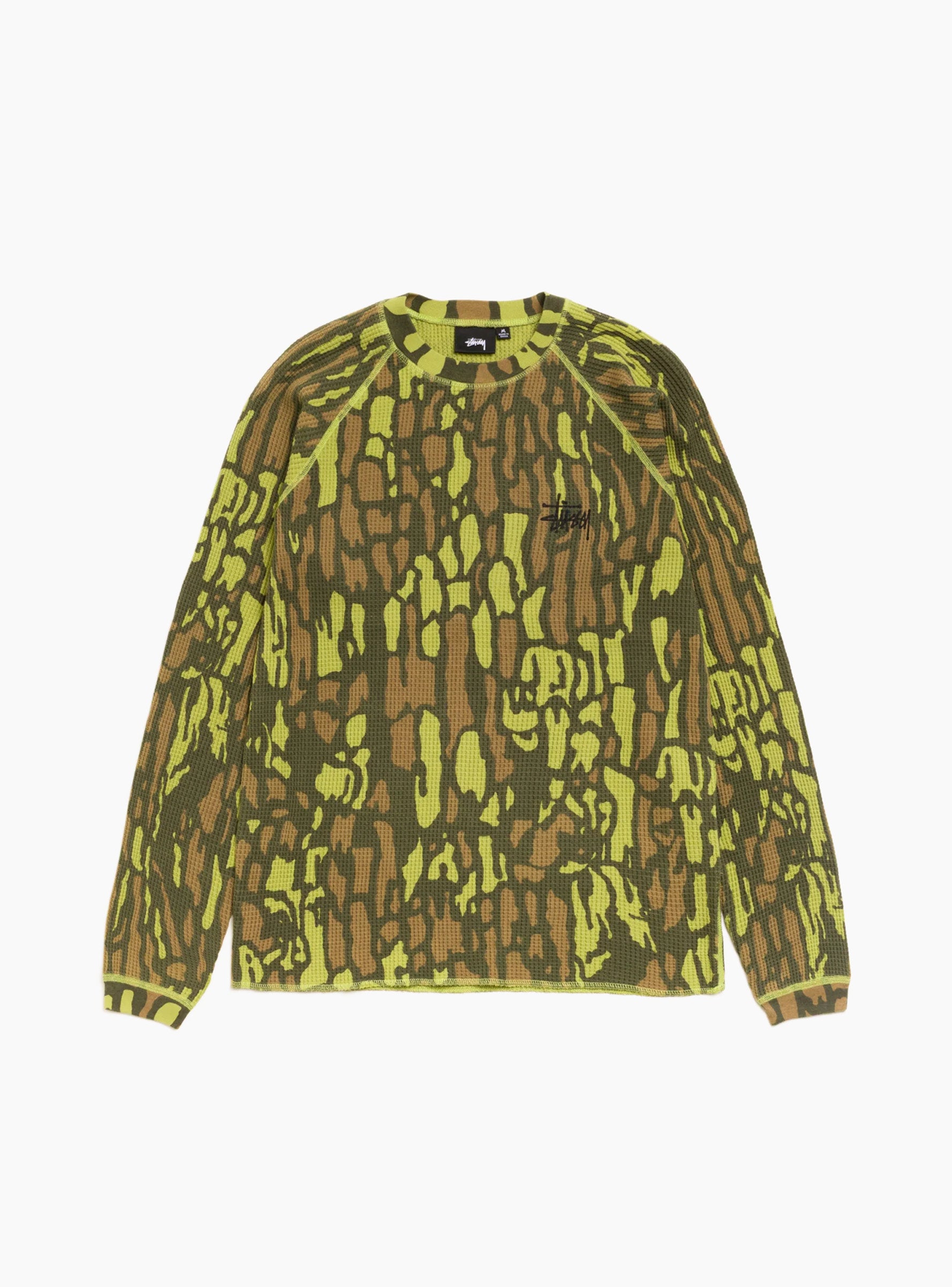 Raglan Thermal Basic Stock Tree Bark Camo Stussy (Front) at Couverture & The Garbstore