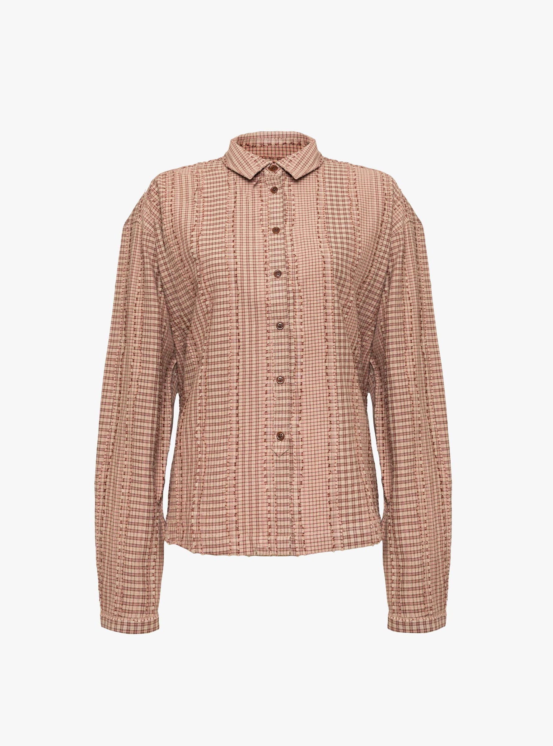 W Marianne Long Sleeve Shirt Brown Multi Brown Multi YMC (ghost) at Couverture & The Garbstore