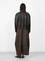 W_Edge_Leather_Jacket_Dark_Brown_Dark_Brown_YMC_Model_Back at Couverture & The Garbstore