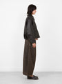W_Edge_Leather_Jacket_Dark_Brown_Dark_Brown_YMC_Model_Side at Couverture & The Garbstore