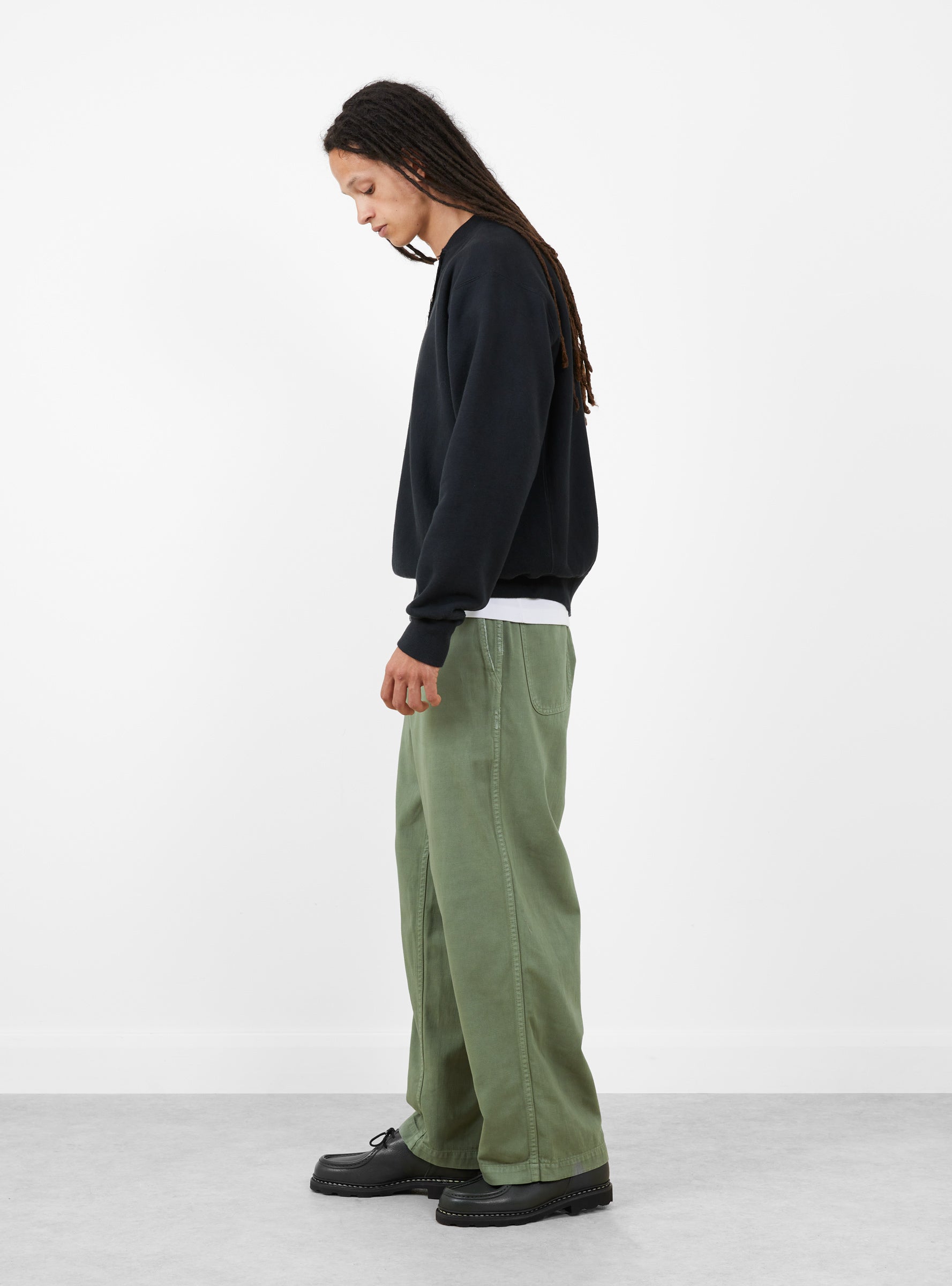 Vintage Half Zip Rib Collar Sweat Black A.PRESSE (model side) at Couverture & The Garbstore