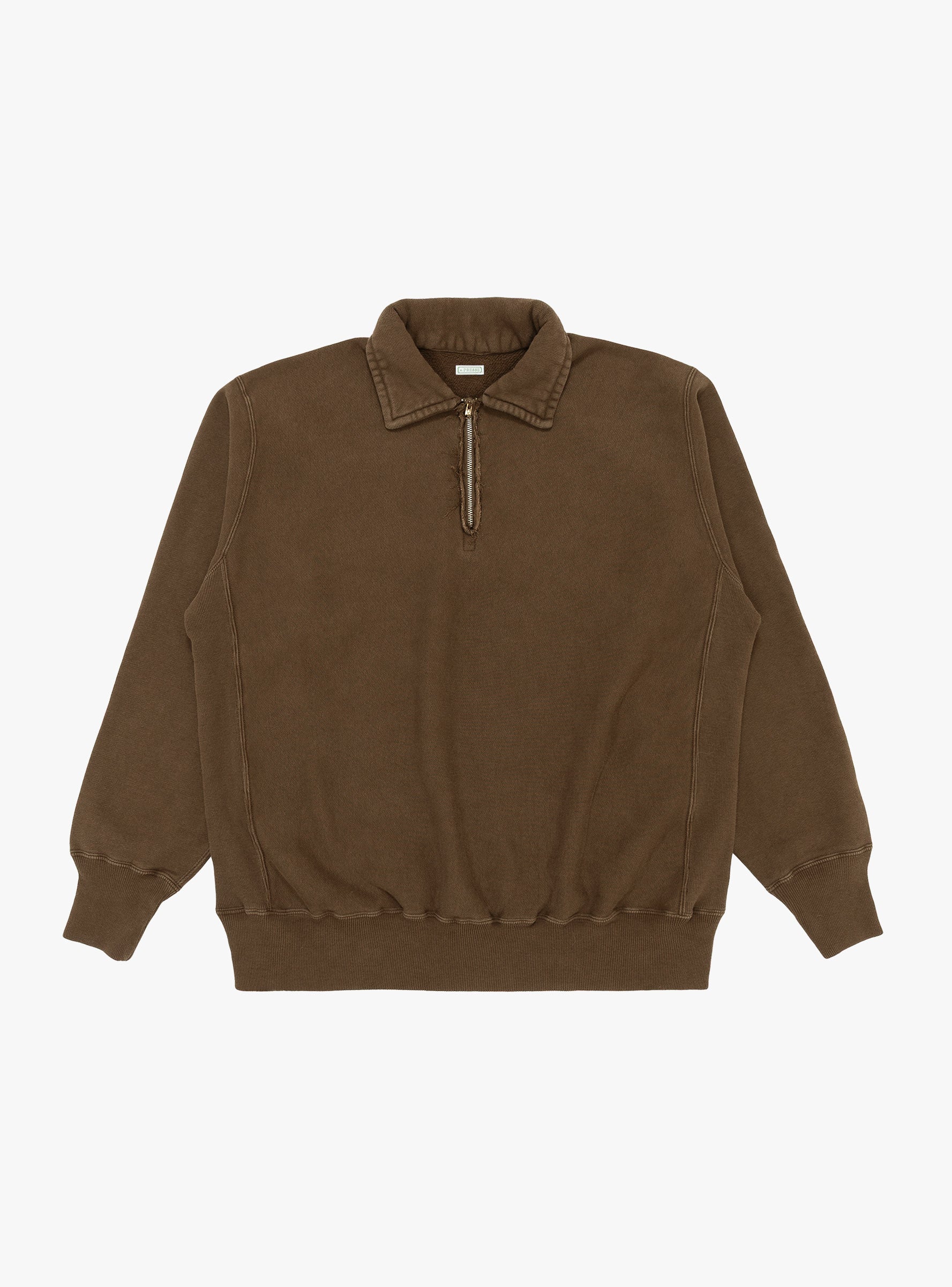 Vintage-Half-Zip-Sweatshirt-Brown-A.PRESSE-(front) at Couverture & The Garbstore
