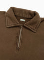 Vintage-Half-Zip-Sweatshirt-Brown-A.PRESSE-(zip detail) at Couverture & The Garbstore