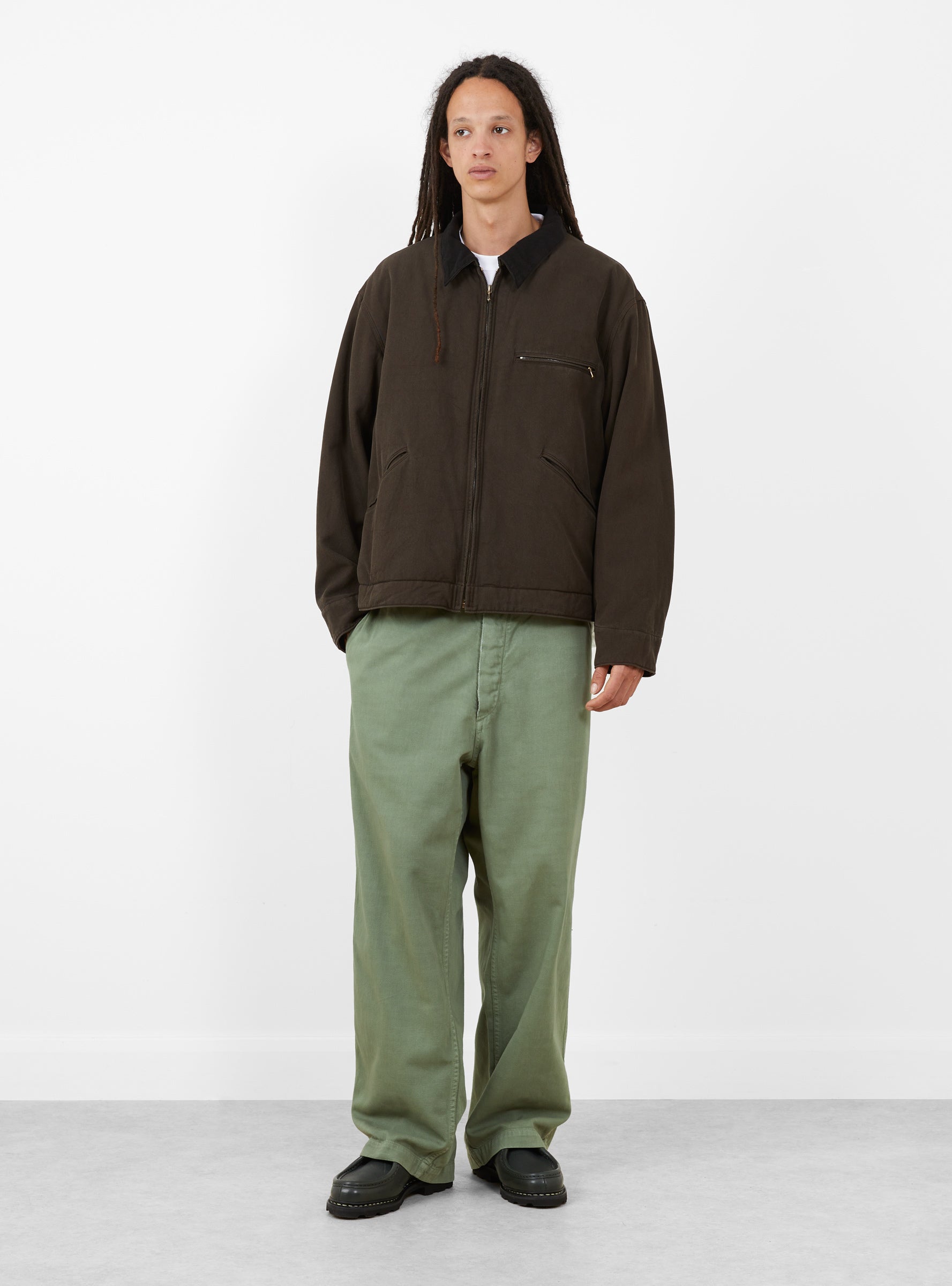 Vintage P-58 Utility Pants Olive A.PRESSE (model front) at Couverture & The Garbstore