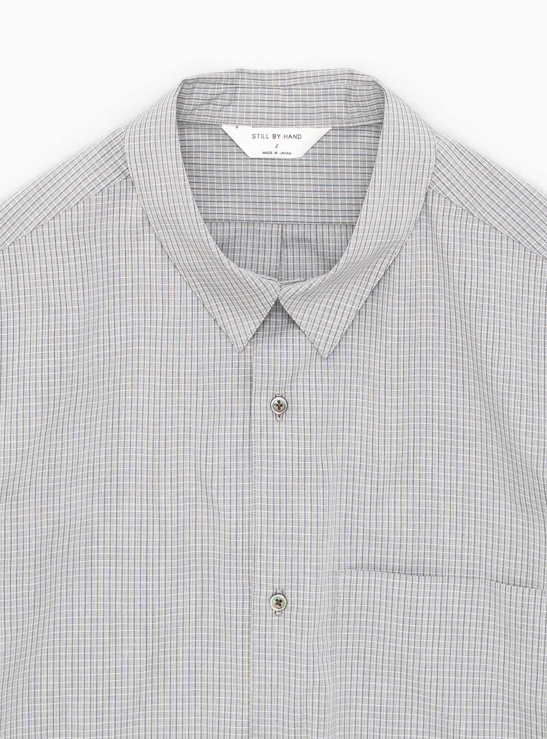 Regular Collar Shirt Grey Check Grey Check STILL BY HAND (Collar Detail) at Couverture & The Garbstore