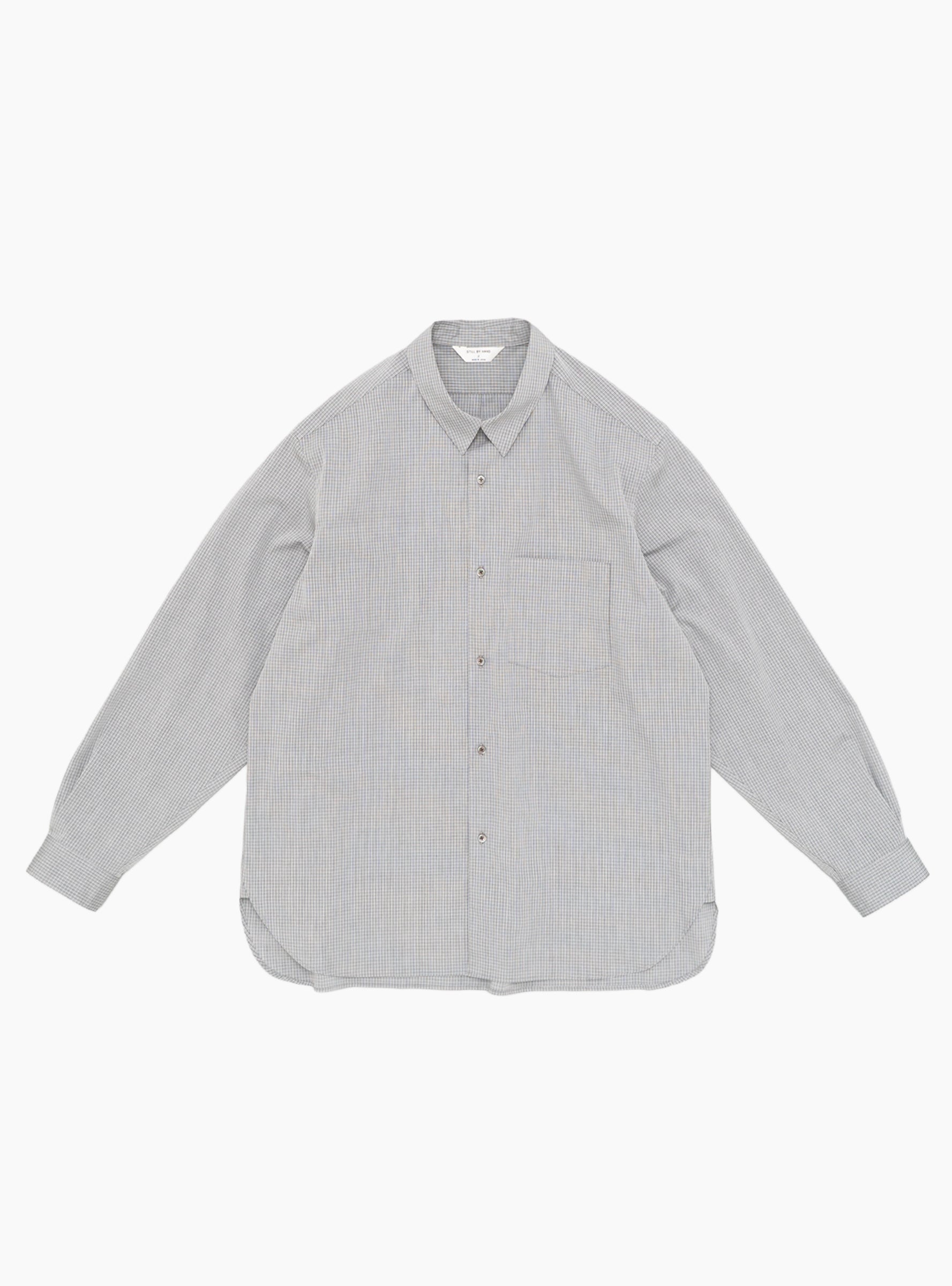 Regular Collar Shirt Grey Check Grey Check STILL BY HAND (Front) at Couverture & The Garbstore