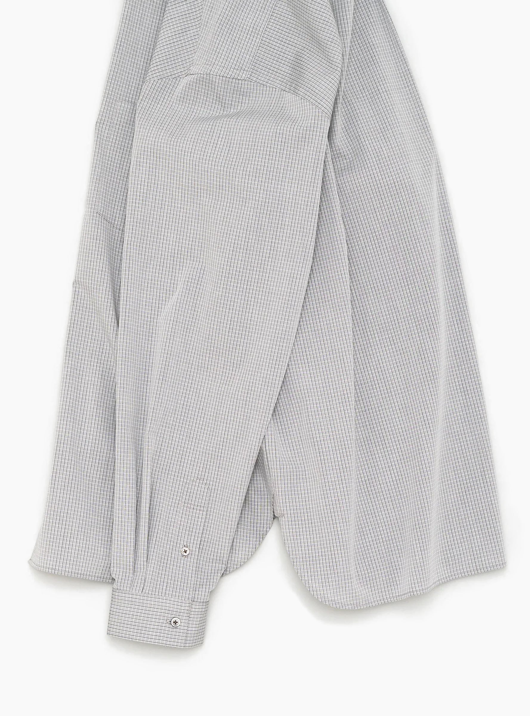 Regular Collar Shirt Grey Check Grey Check STILL BY HAND (Side Detail) at Couverture & The Garbstore