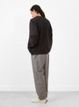 Zip Up Cardigan Brown Charcoal STILL BY HAND (model back) at Couverture & The Garbstore