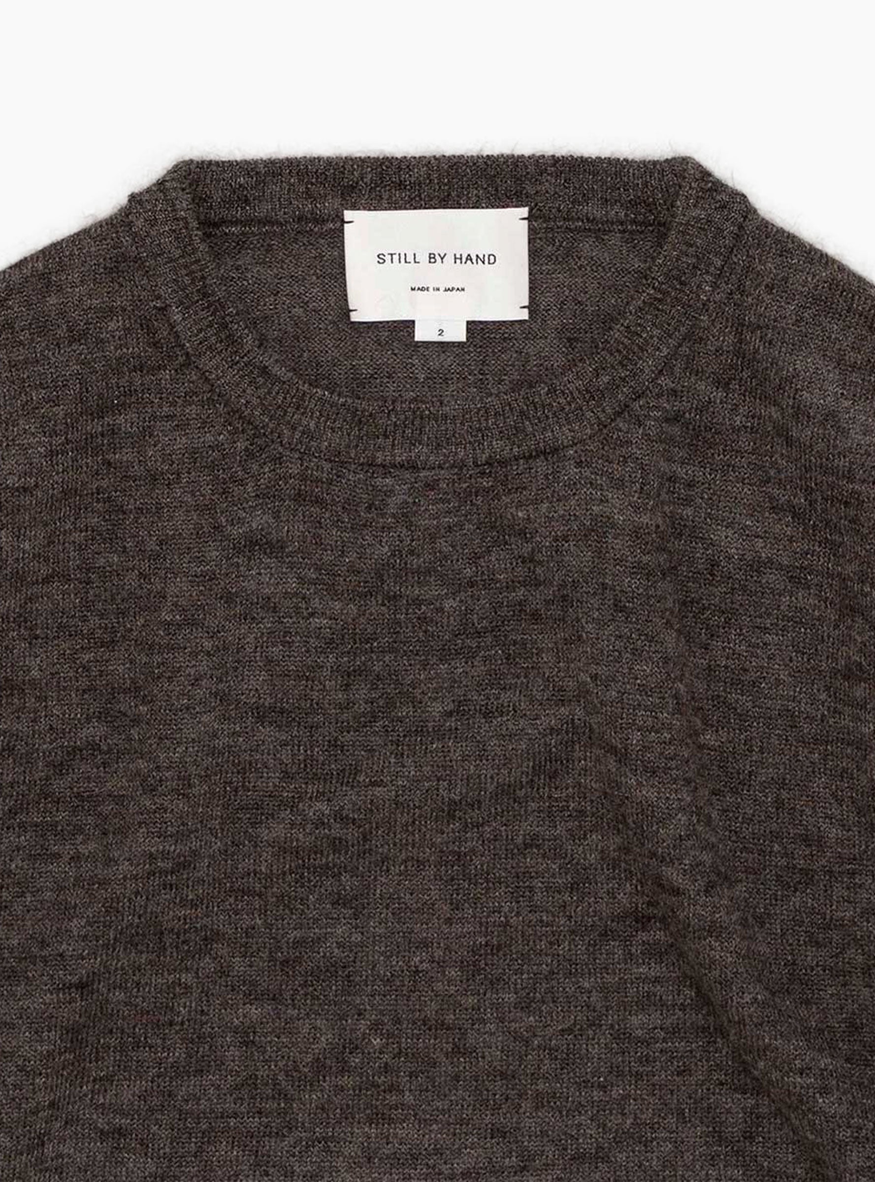 Wool Mohair Pullover Ash Brown STILL BY HAND (Collar Detail) at Couverture & The Garbstore