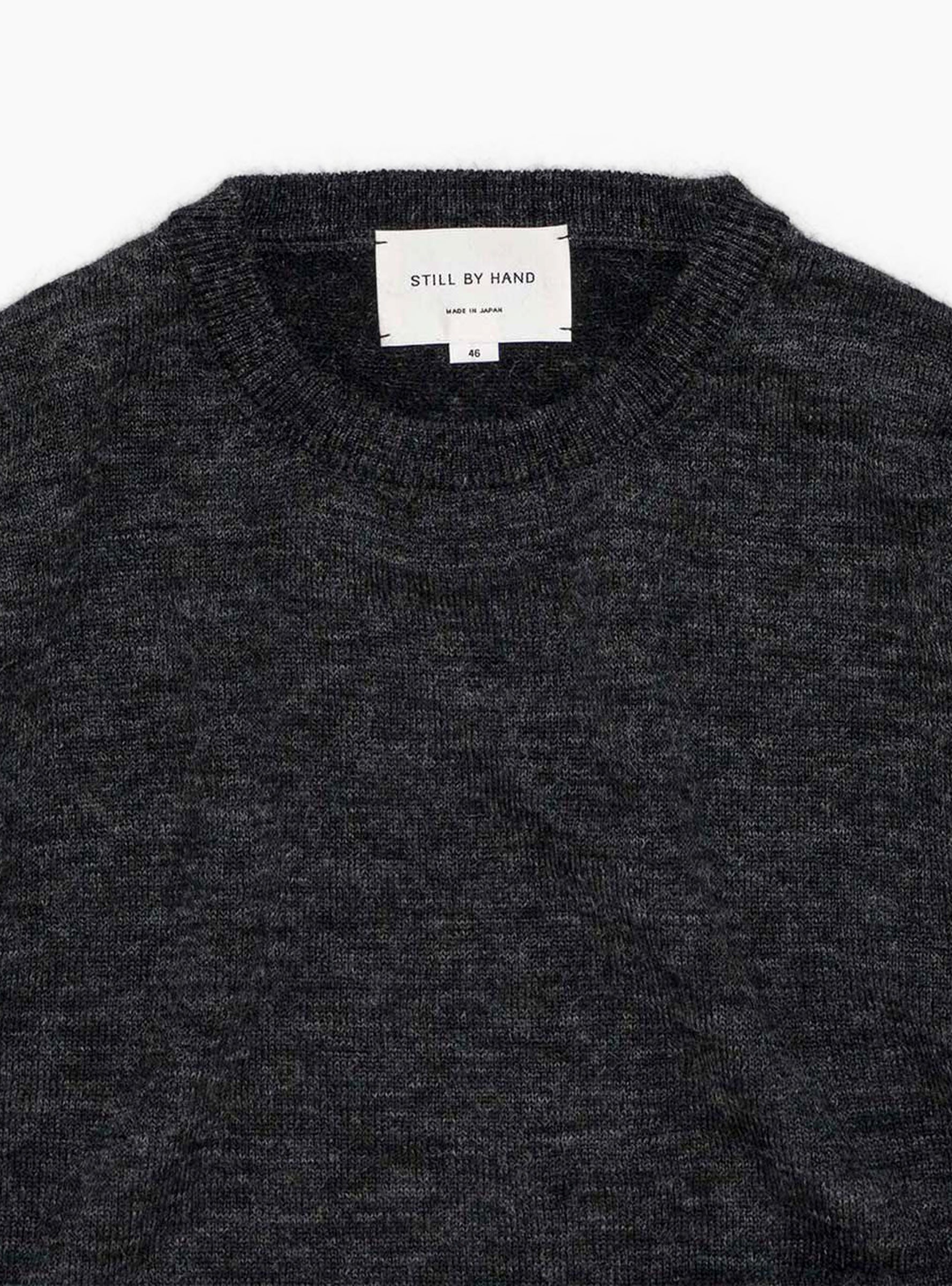 Wool Mohair Pullover Charcoal STILL BY HAND (Collar Detail) at Couverture & The Garbstore