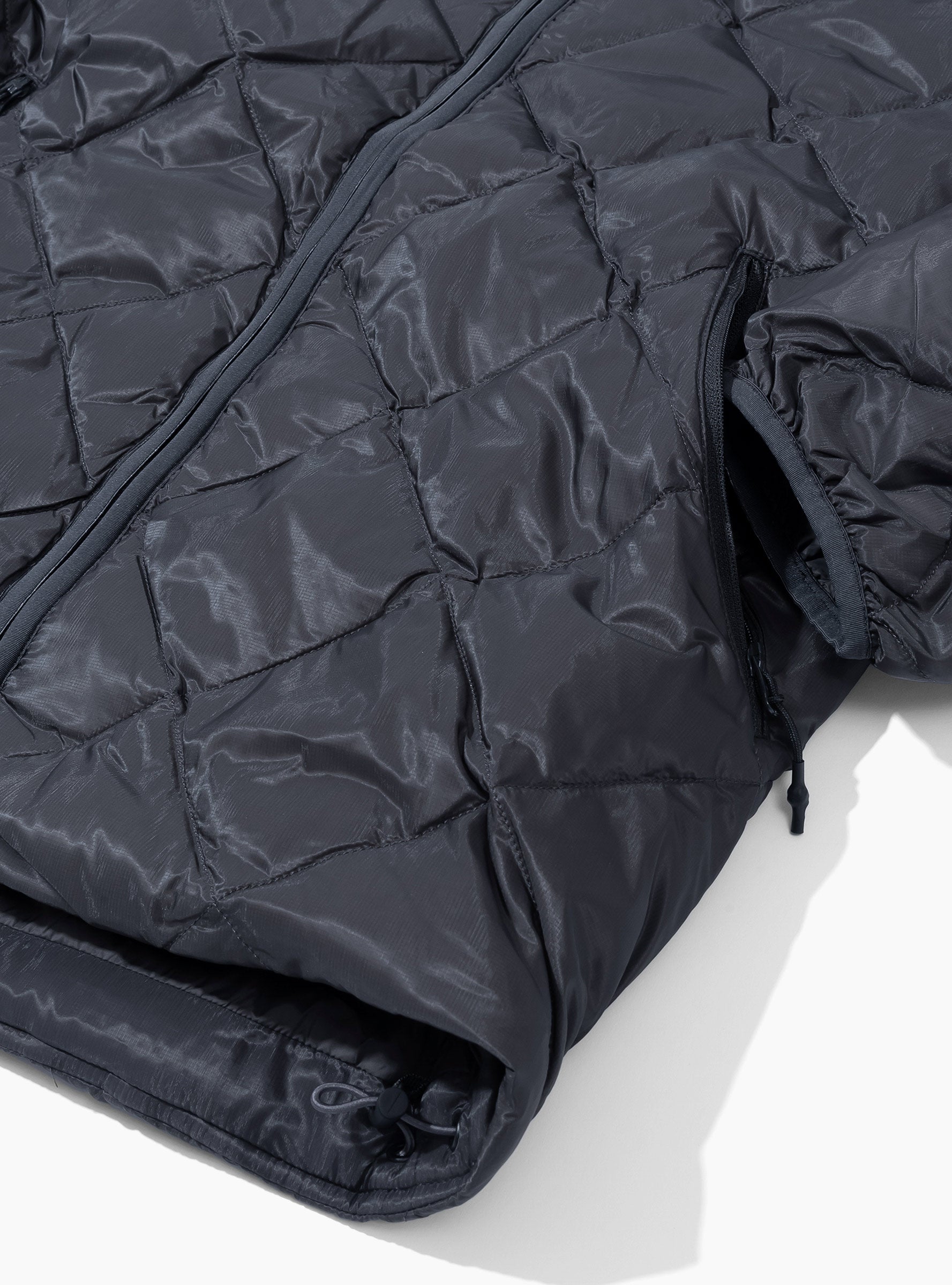 Base LT Down Hooded Jacket Charcoal Black HIKING PATROL (Detail) at Couverture & The Garbstore