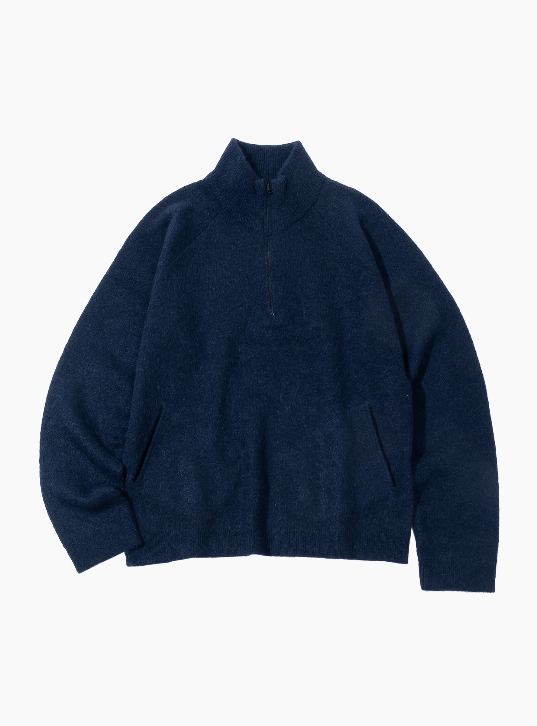 Essence Mohair Mixed Knit Top Dark Navy HIKING PATROL (Front) at Couverture & The Garbstore