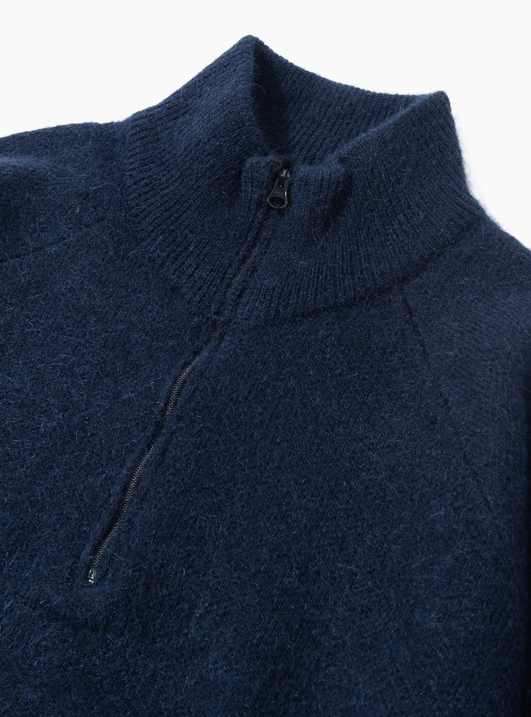 Essence Mohair Mixed Knit Top Dark Navy HIKING PATROL (Zip Detail) at Couverture & The Garbstore
